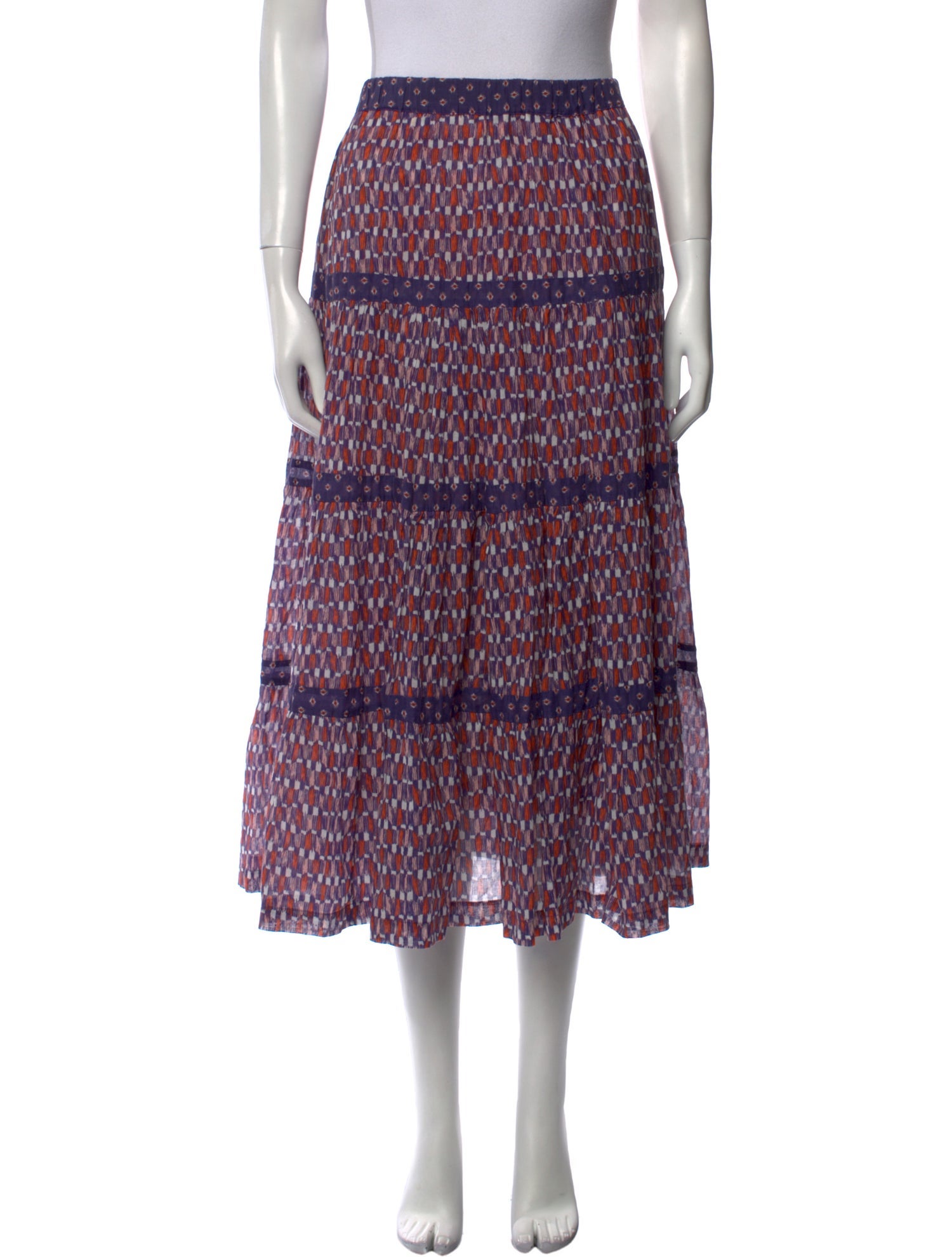 Warm Printed Midi Length Skirt