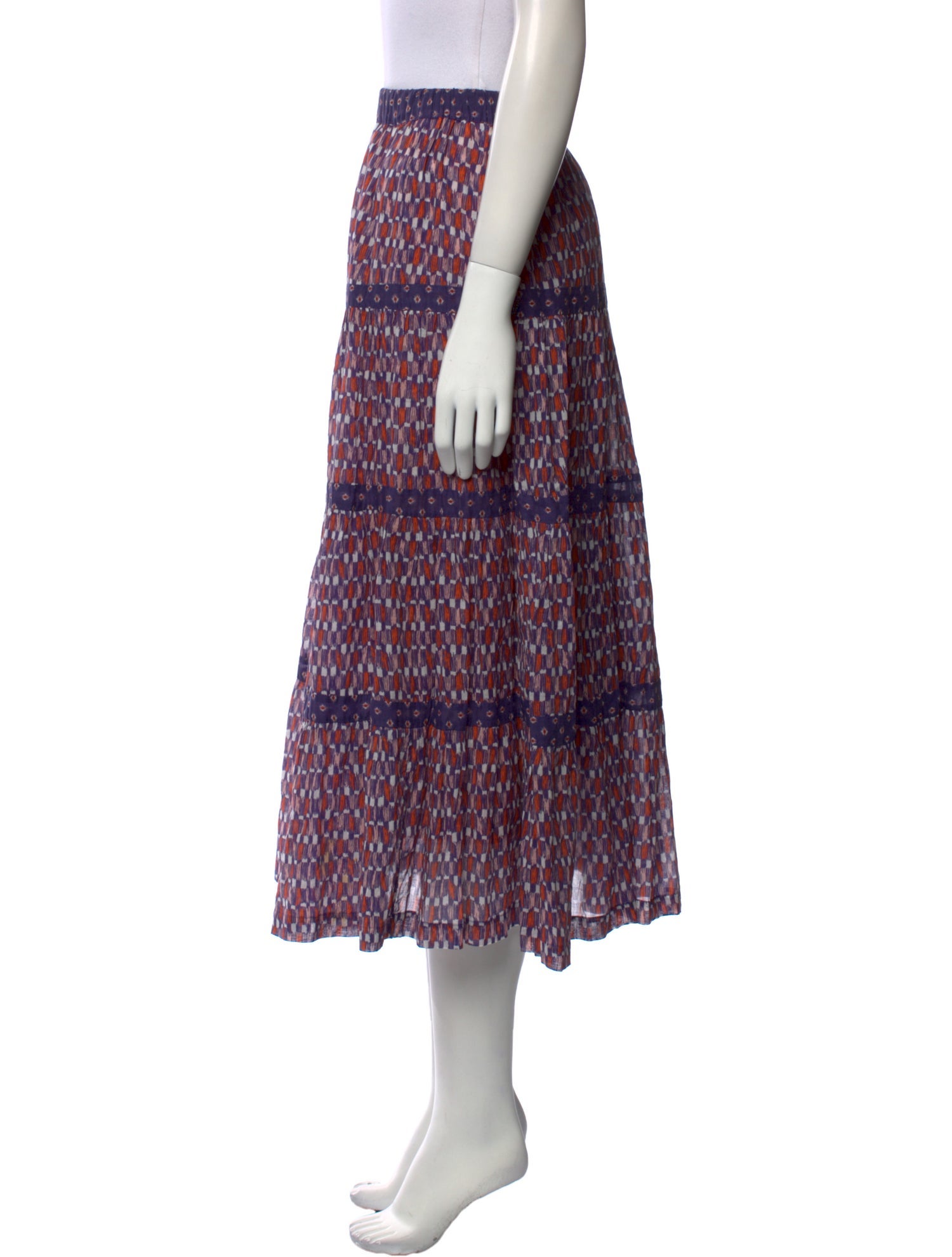 Warm Printed Midi Length Skirt