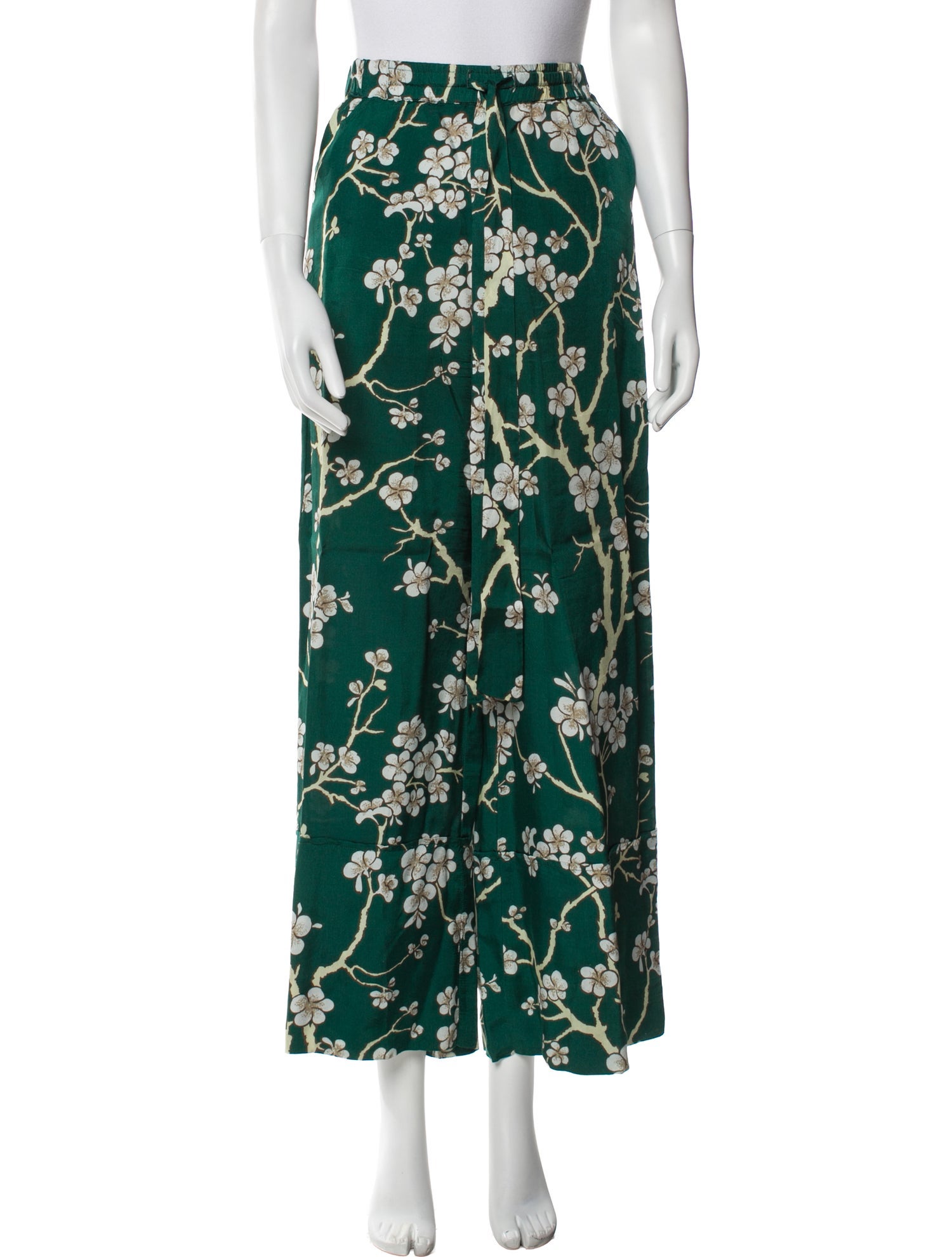 Warm Floral Print Wide Leg Pants