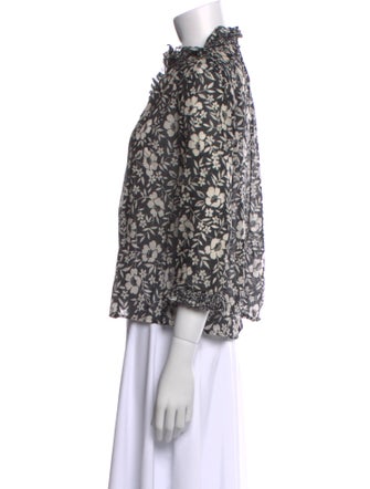 Warm Floral Print Mock Neck Blouse