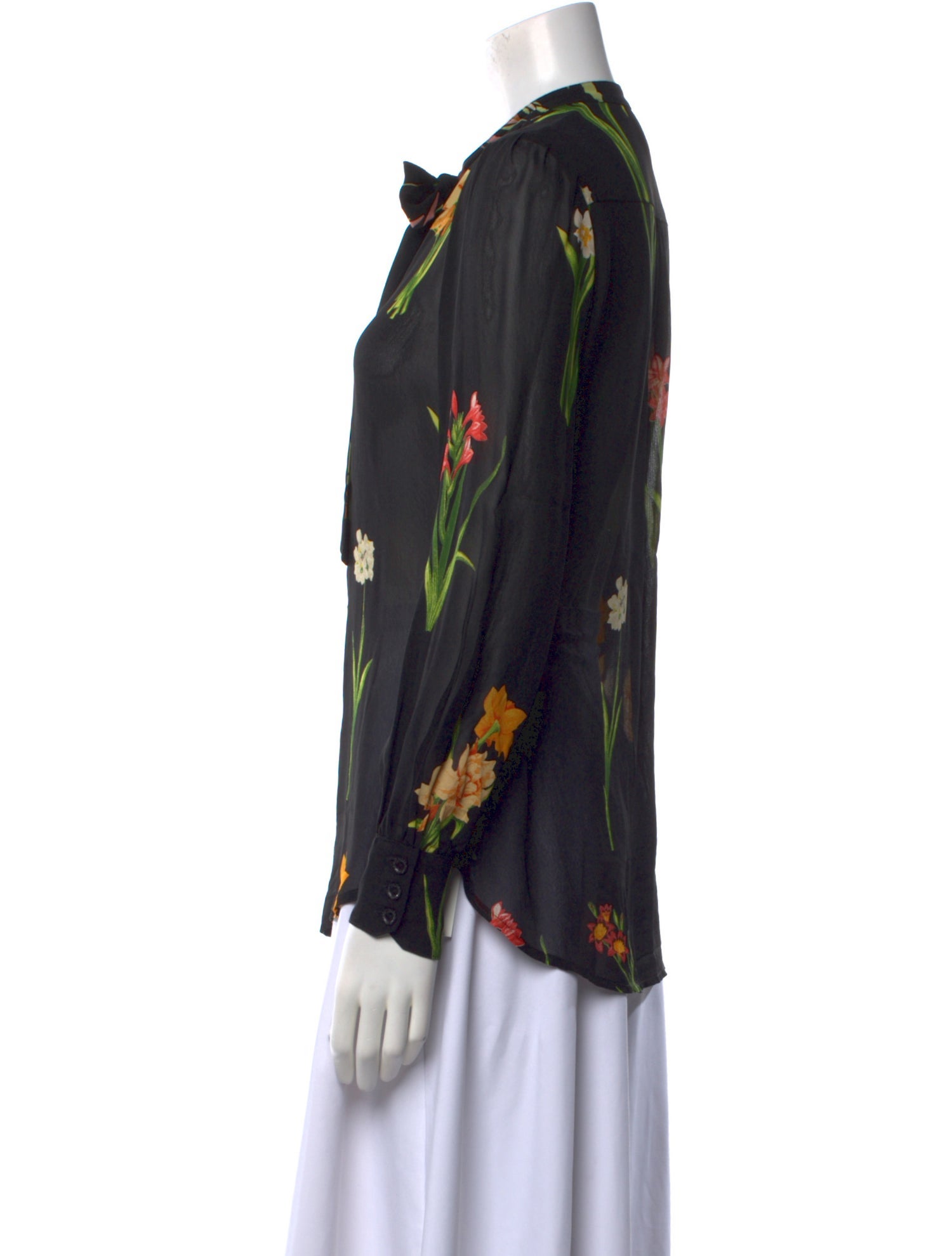 Warm Floral Print Long Sleeve Blouse