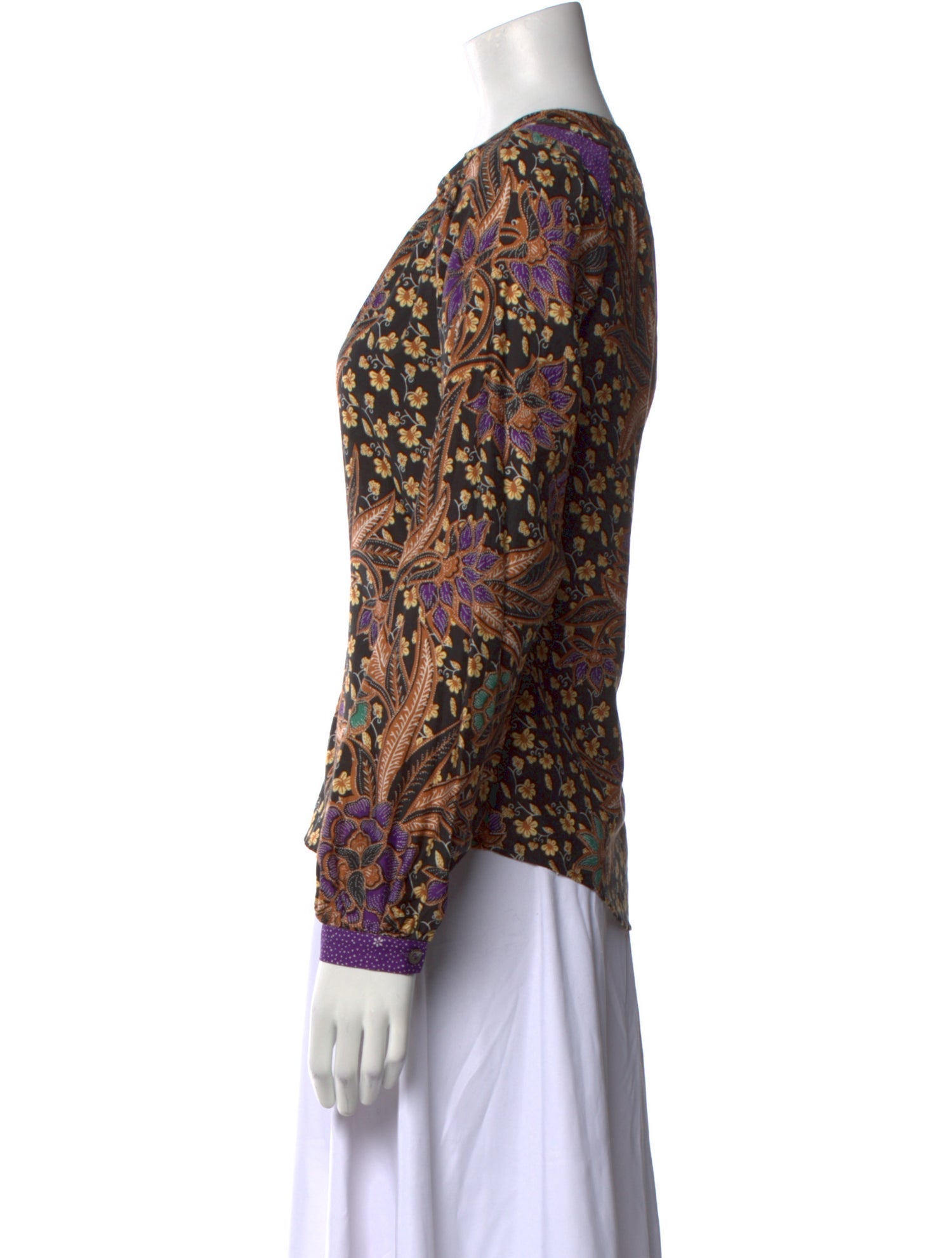 Warm Printed Crew Neck Blouse