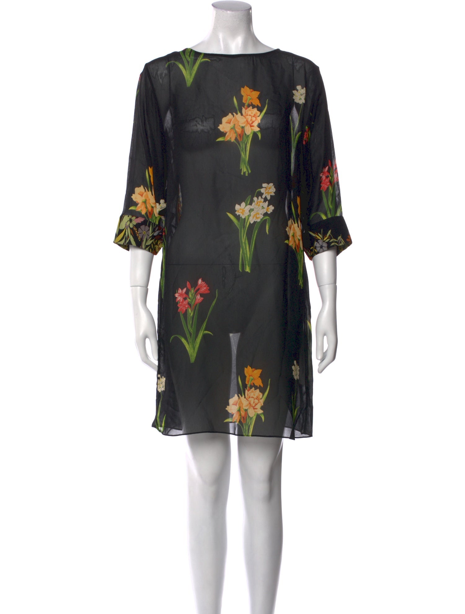 Warm Floral Print Mini Dress