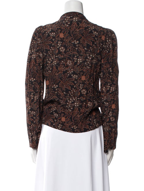 Warm Floral Print Mock Neck Blouse