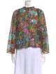 Warm Floral Print Mock Neck Blouse