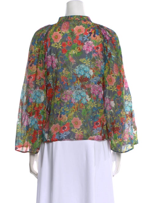 Warm Floral Print Mock Neck Blouse