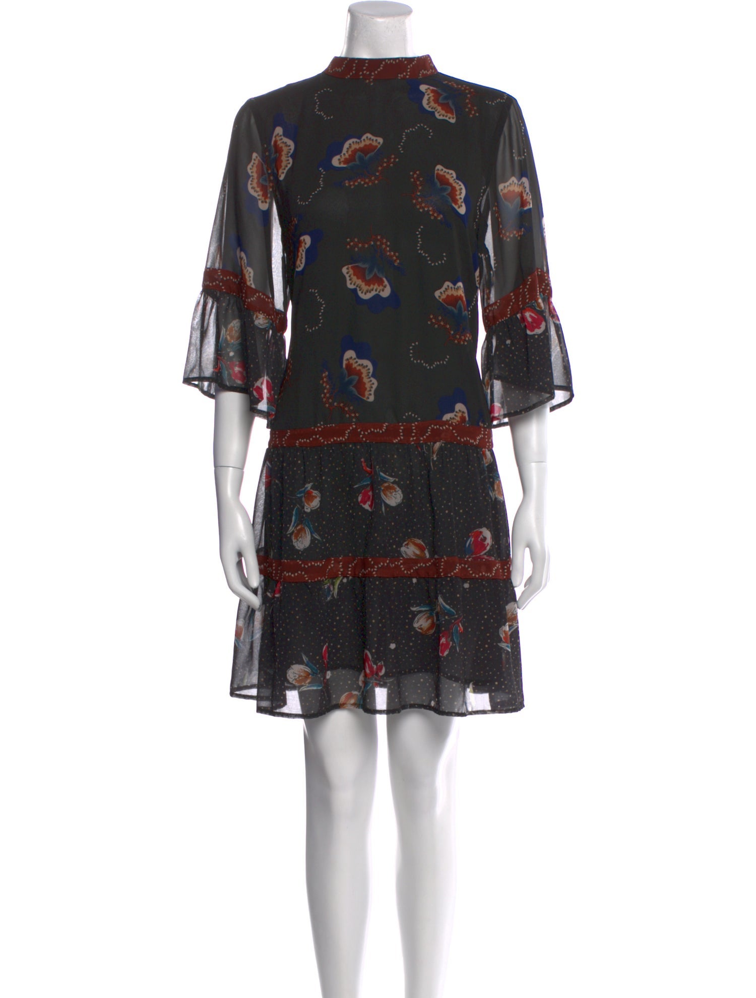 Warm Floral Print Mini Dress