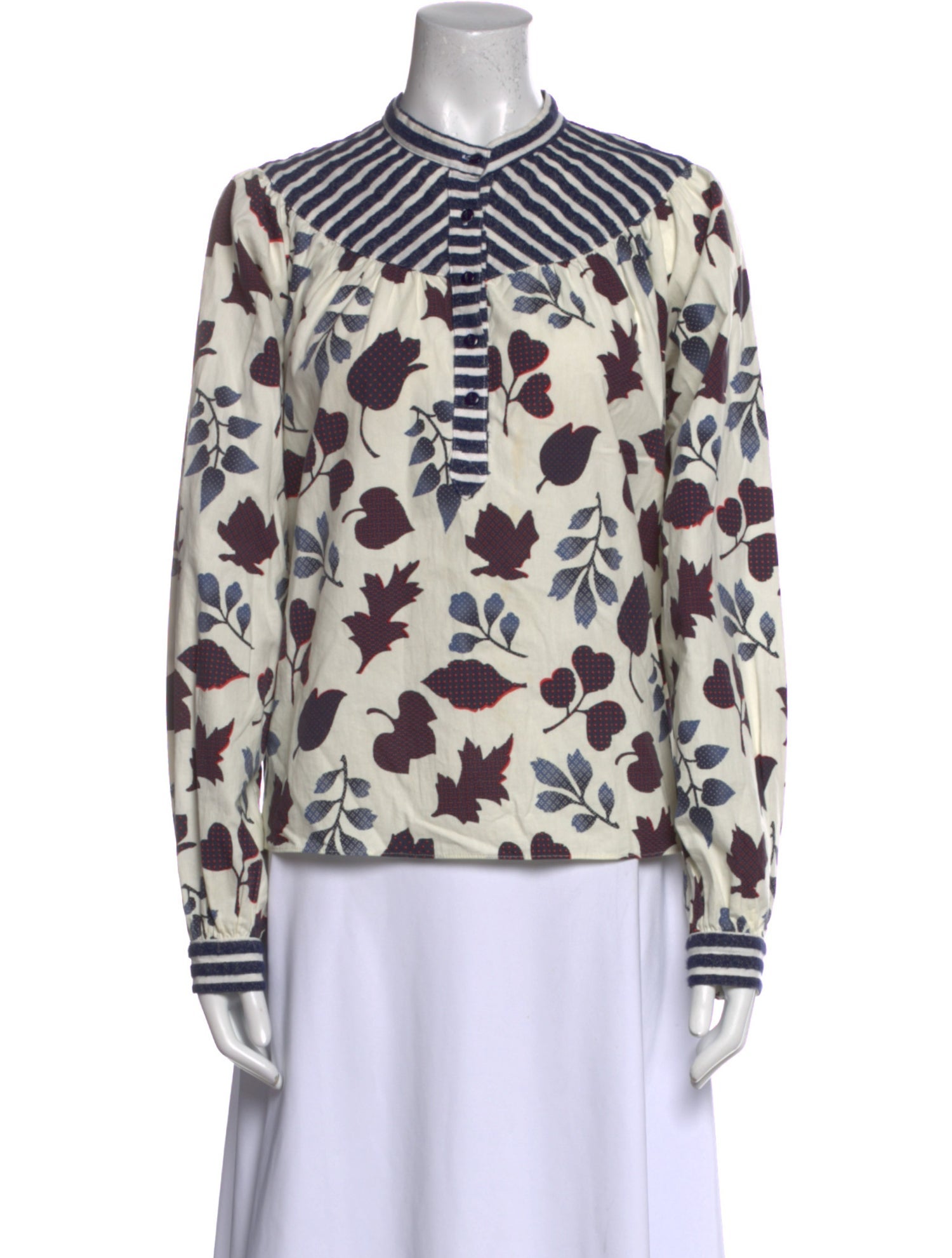 Warm Printed Mock Neck Blouse