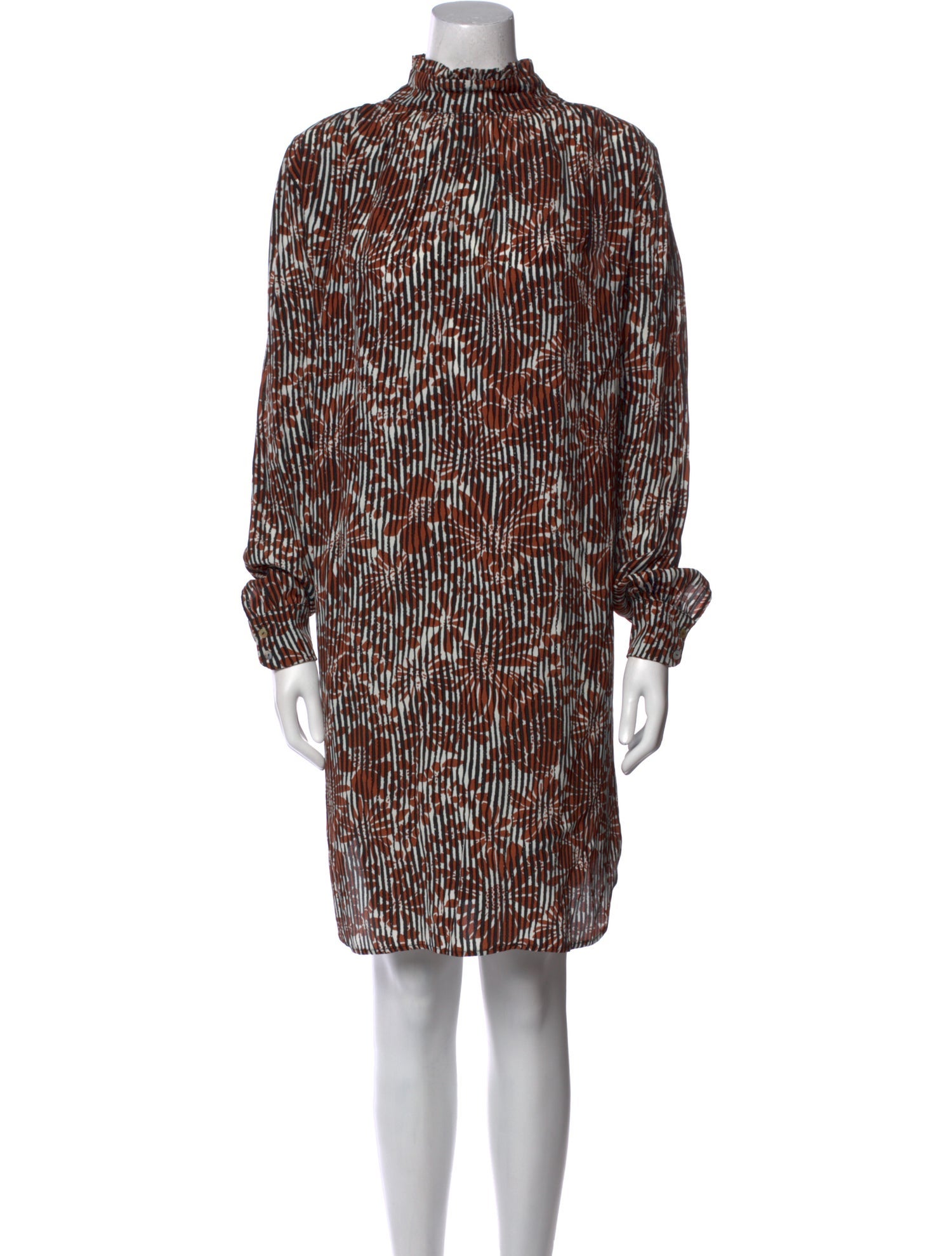 Warm Printed Midi Length Dress