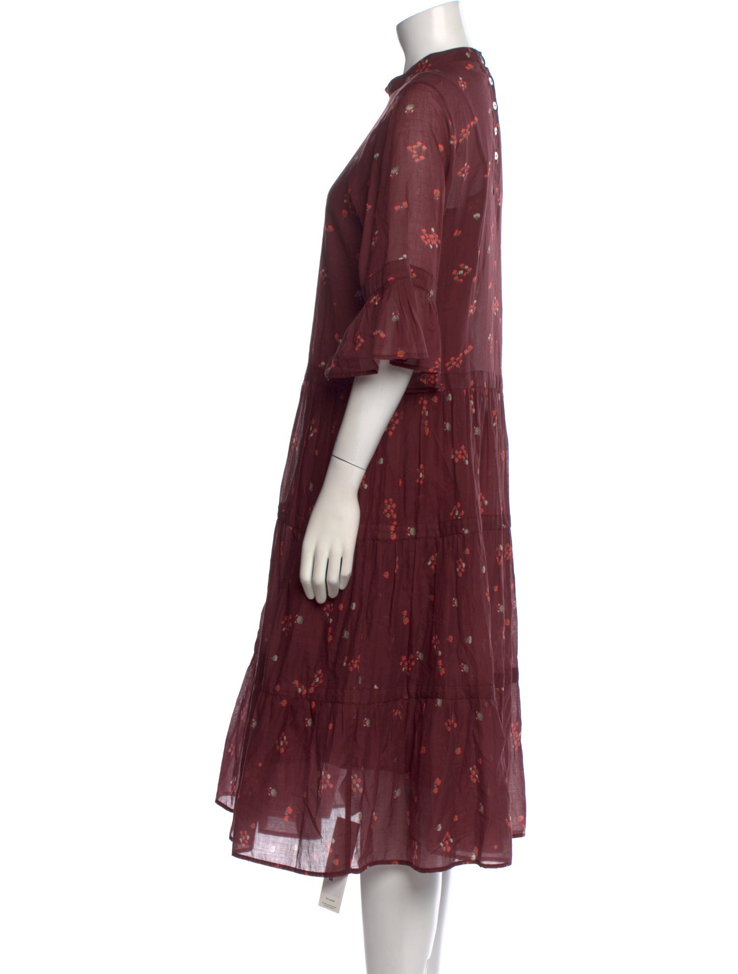 Warm Floral Print Midi Length Dress