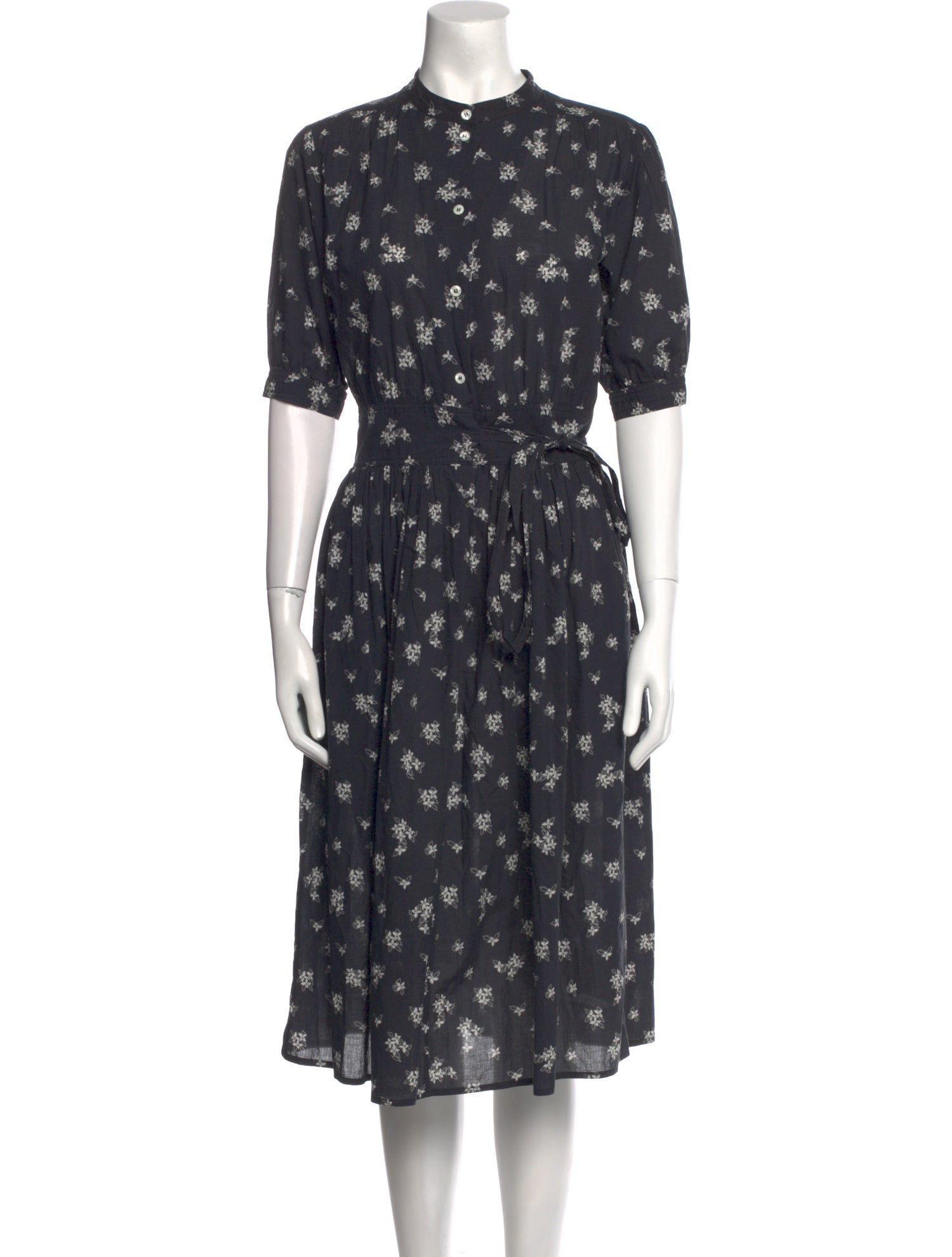 Warm Floral Print Midi Length Dress