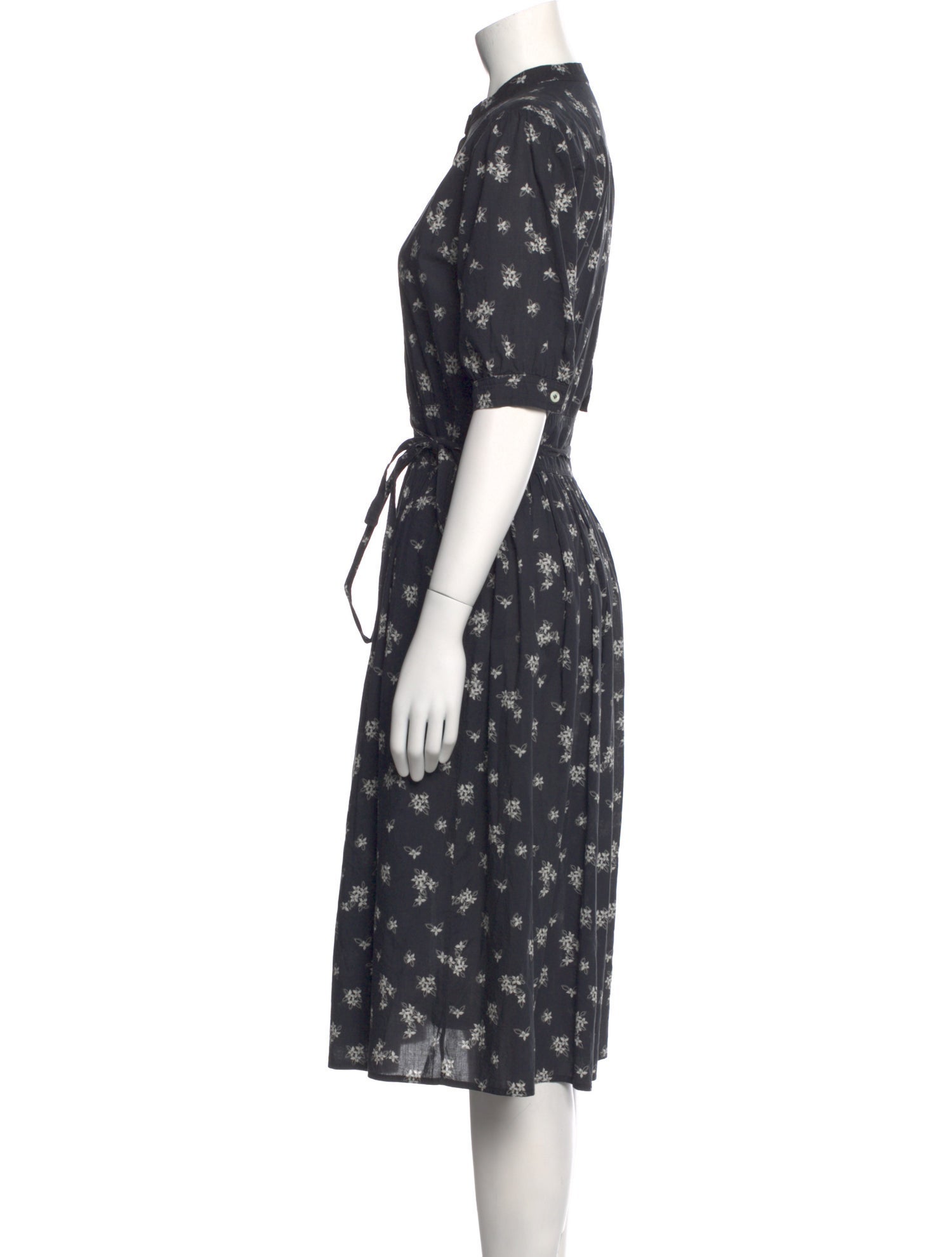 Warm Floral Print Midi Length Dress