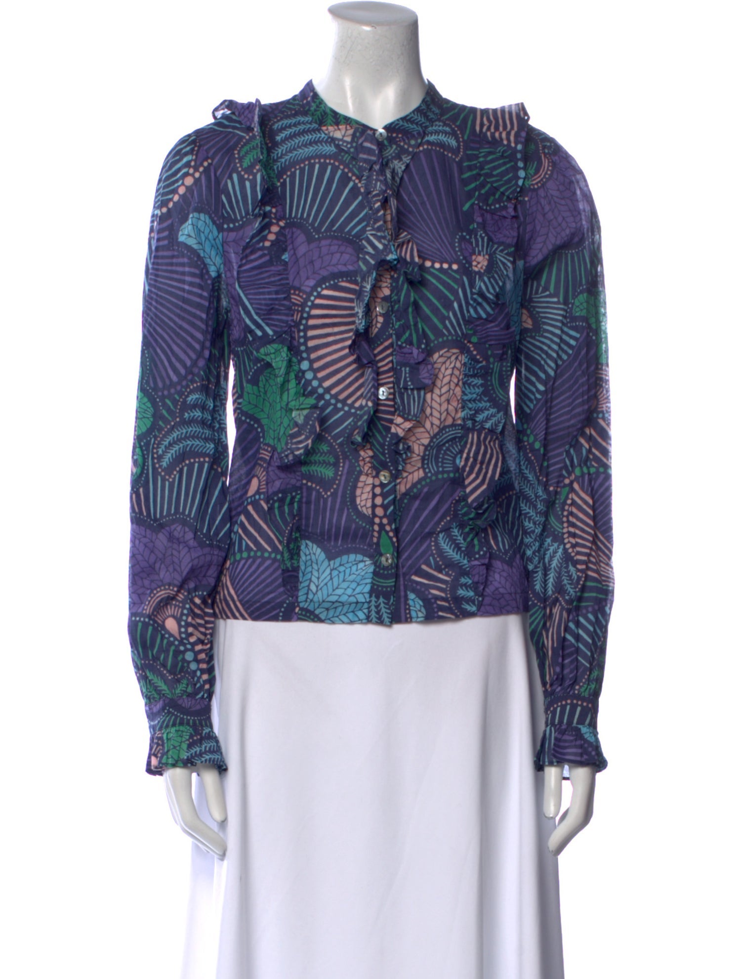 Warm Printed Mock Neck Blouse w/ Tags