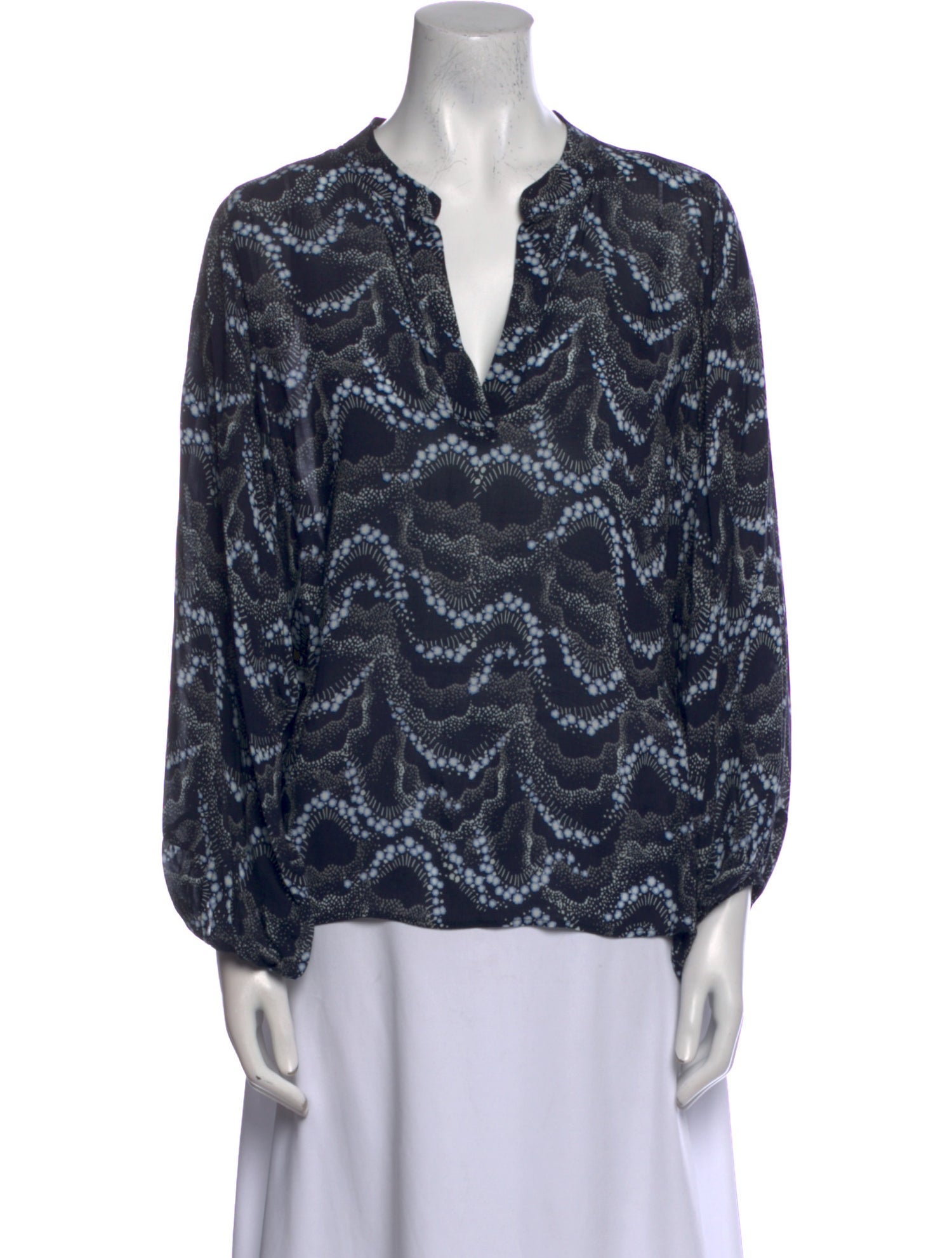 Warm Printed V-Neck Blouse