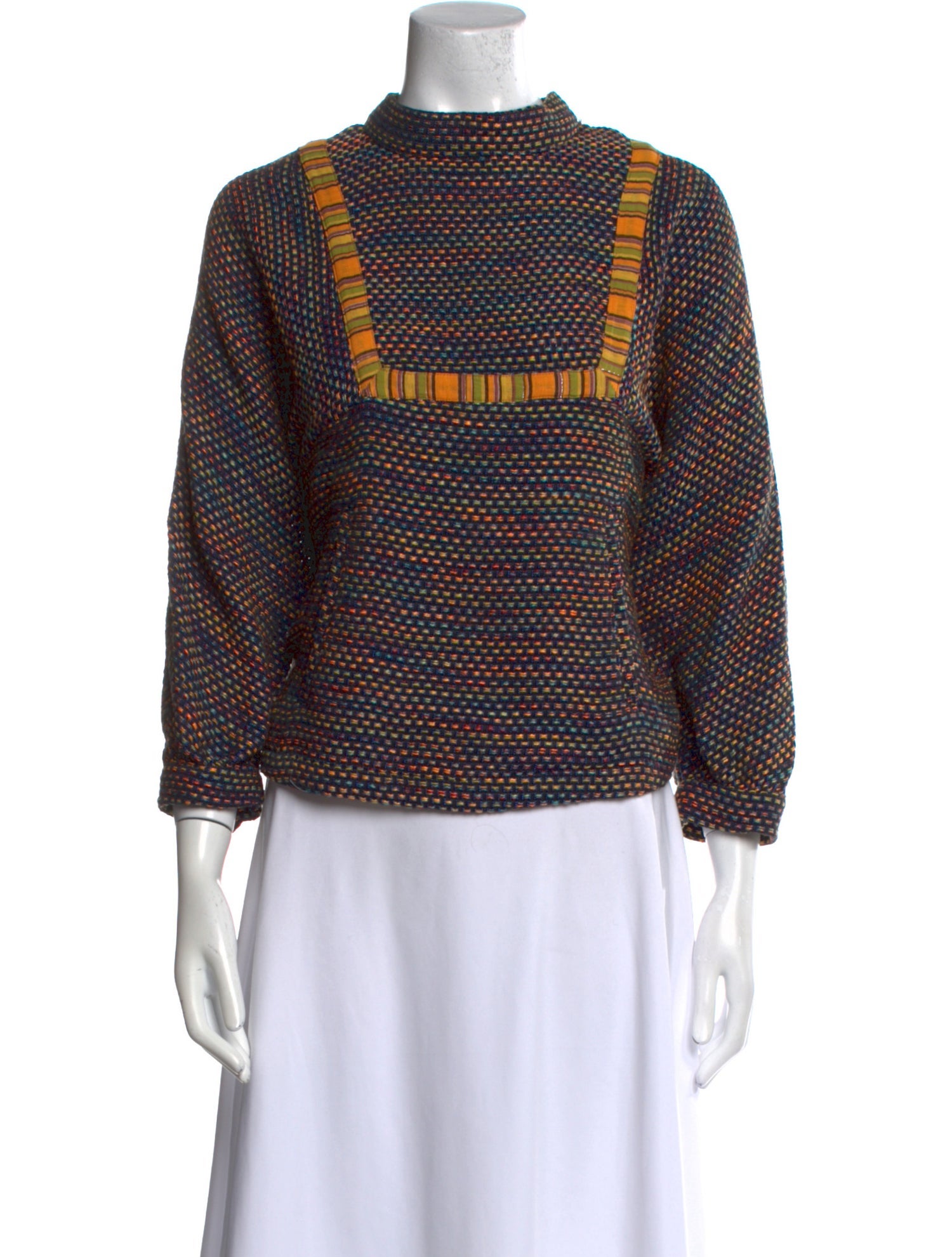 Warm Printed Mock Neck Blouse