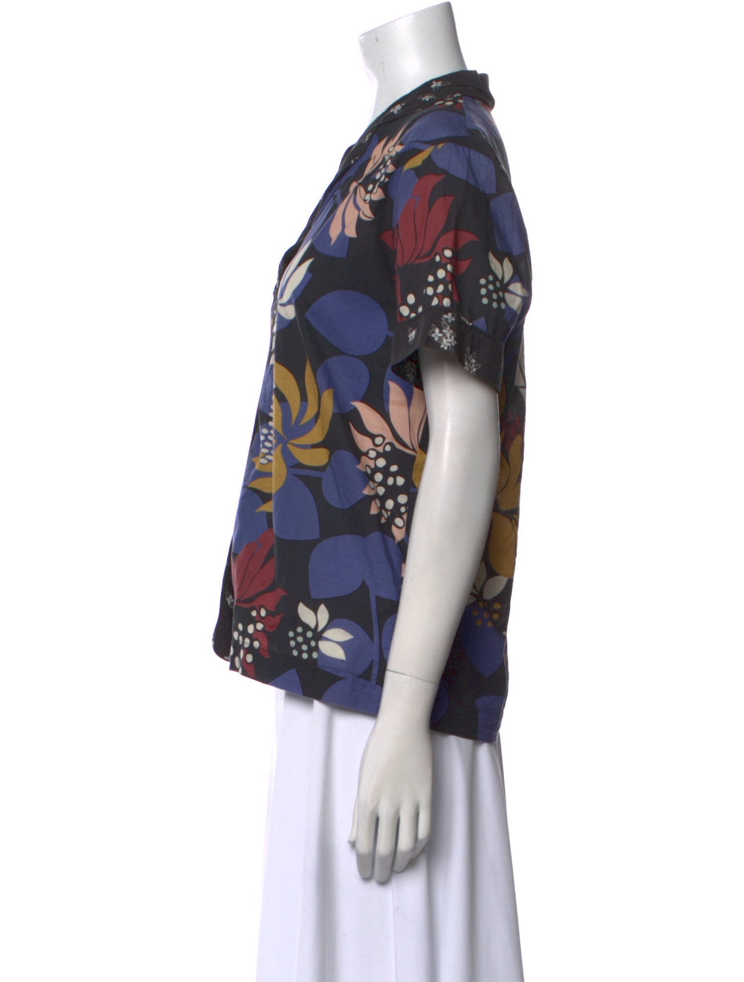 Warm Floral Print V-Neck Blouse