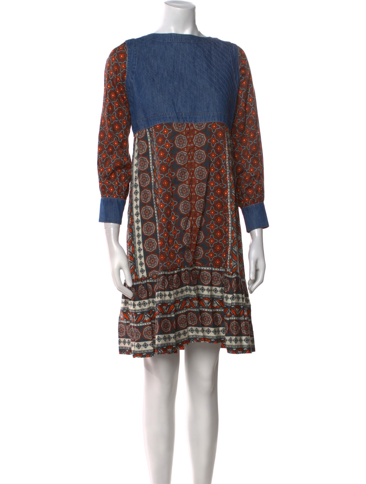 Warm Printed Knee-Length Dress