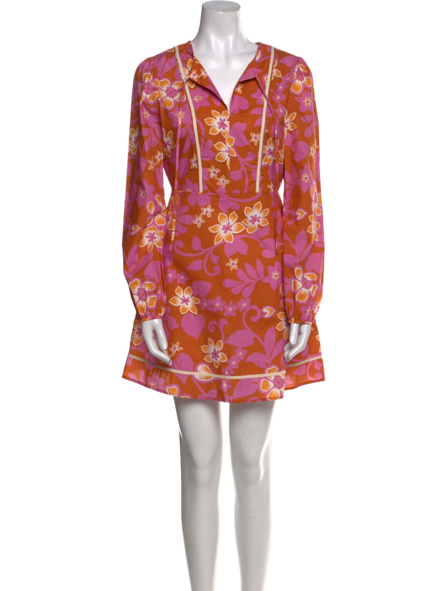 Warm Floral Print Mini Dress