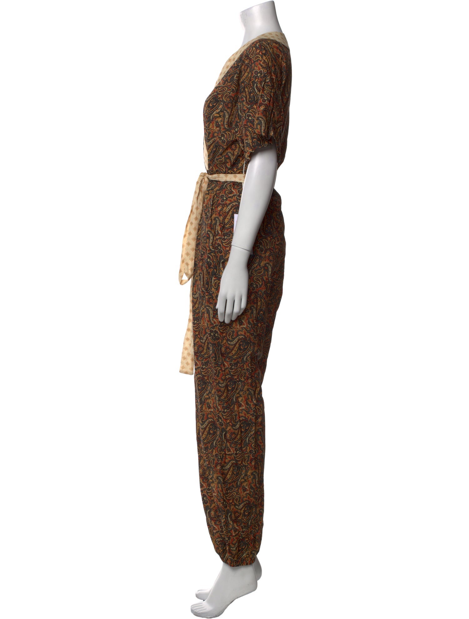 Warm Paisley Print V-Neck Jumpsuit w/ Tags
