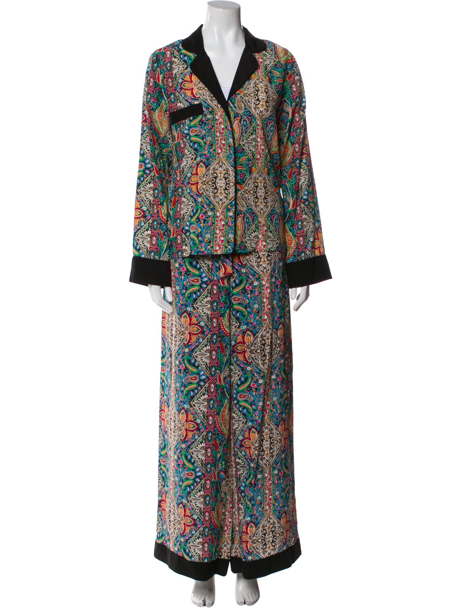 Warm Silk Paisley Print Pant Set