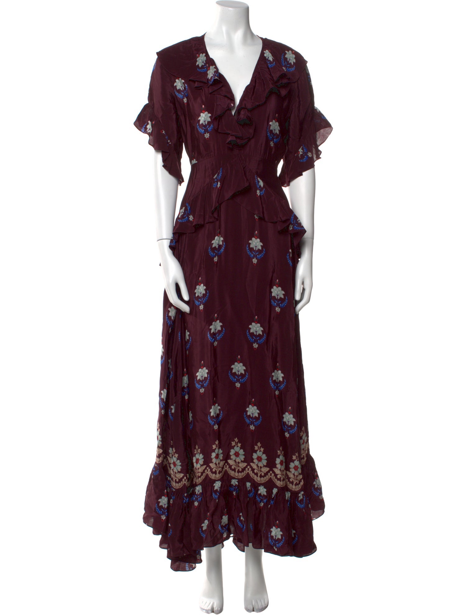 Warm Floral Print Long Dress