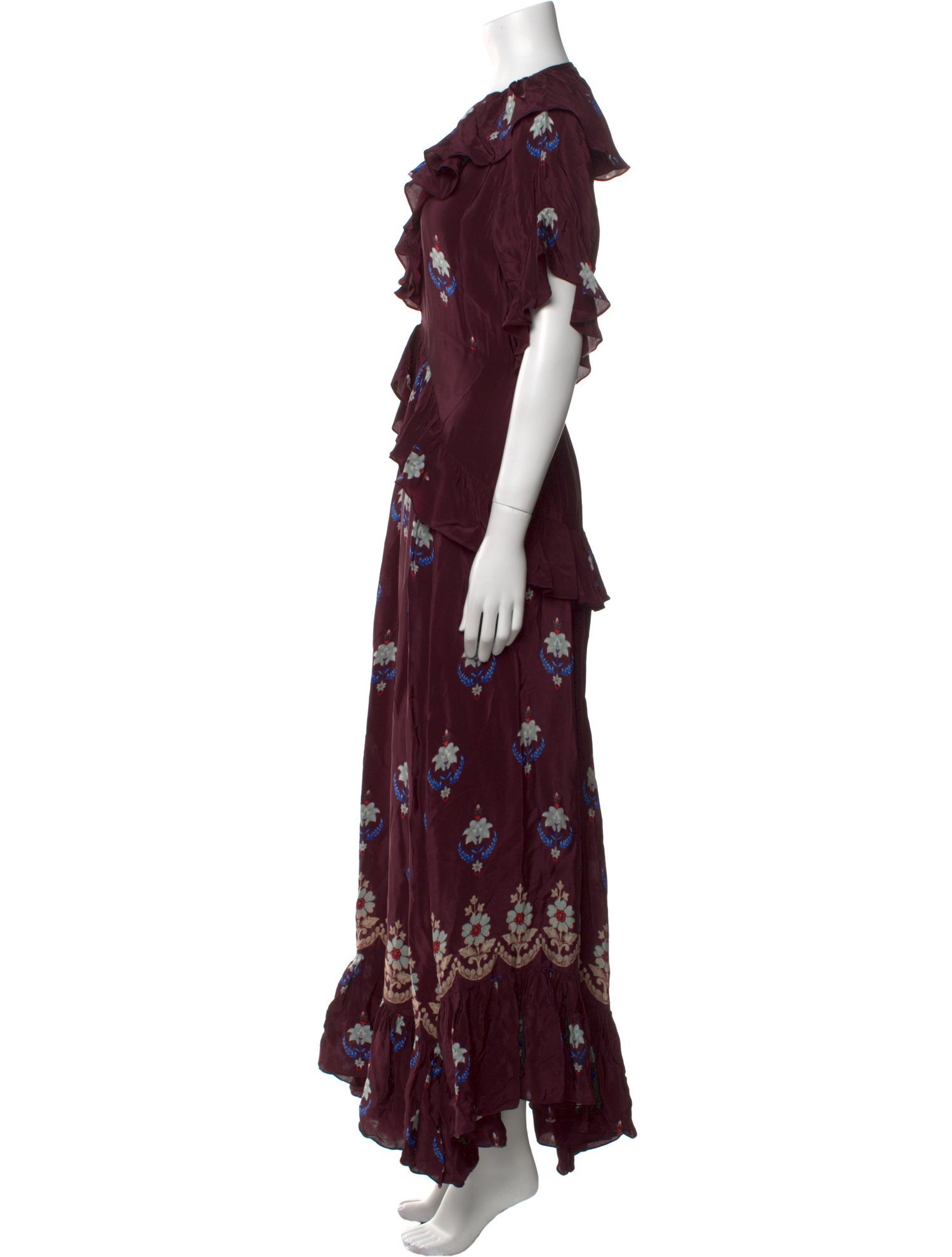 Warm Floral Print Long Dress