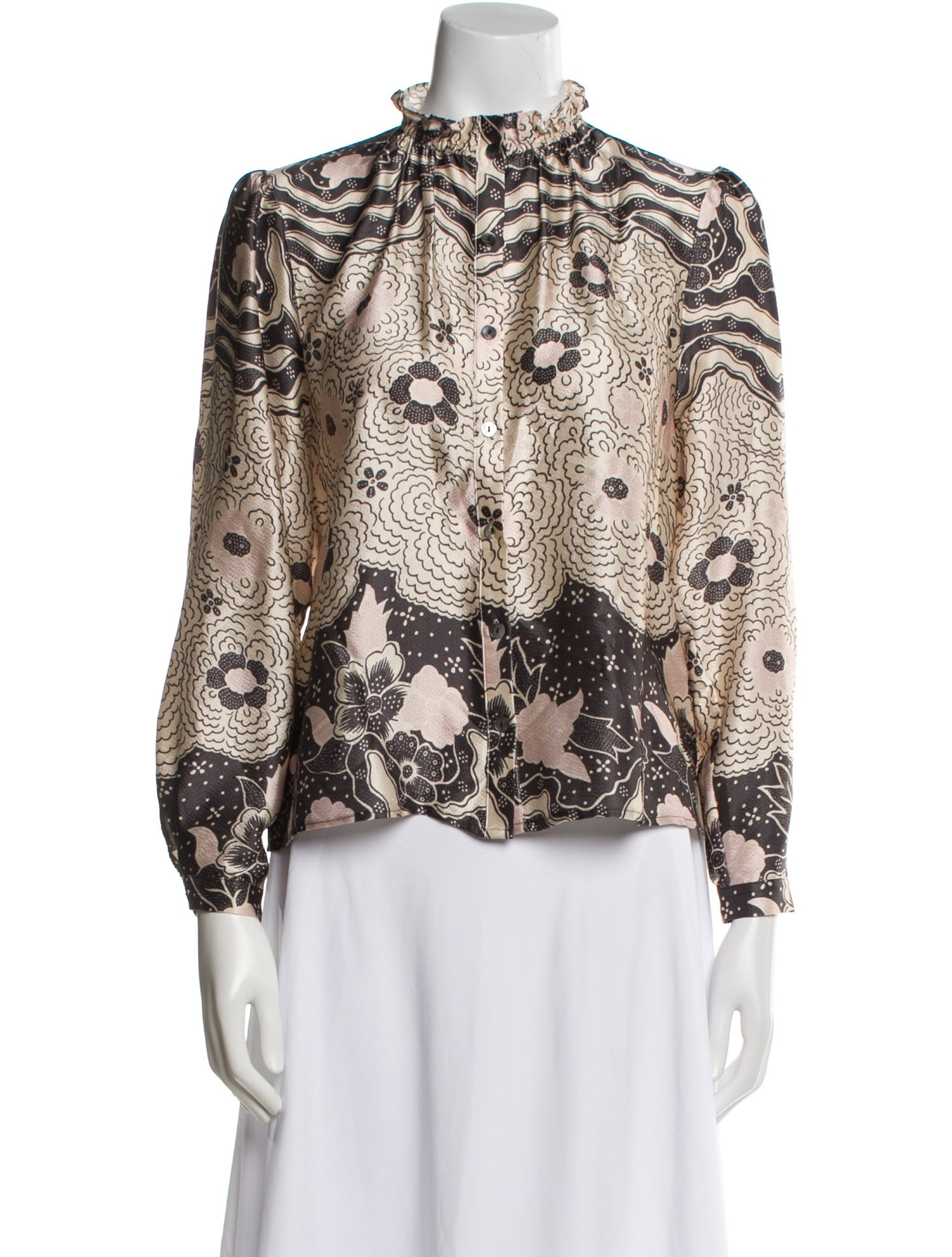 Warm Silk Floral Print Blouse