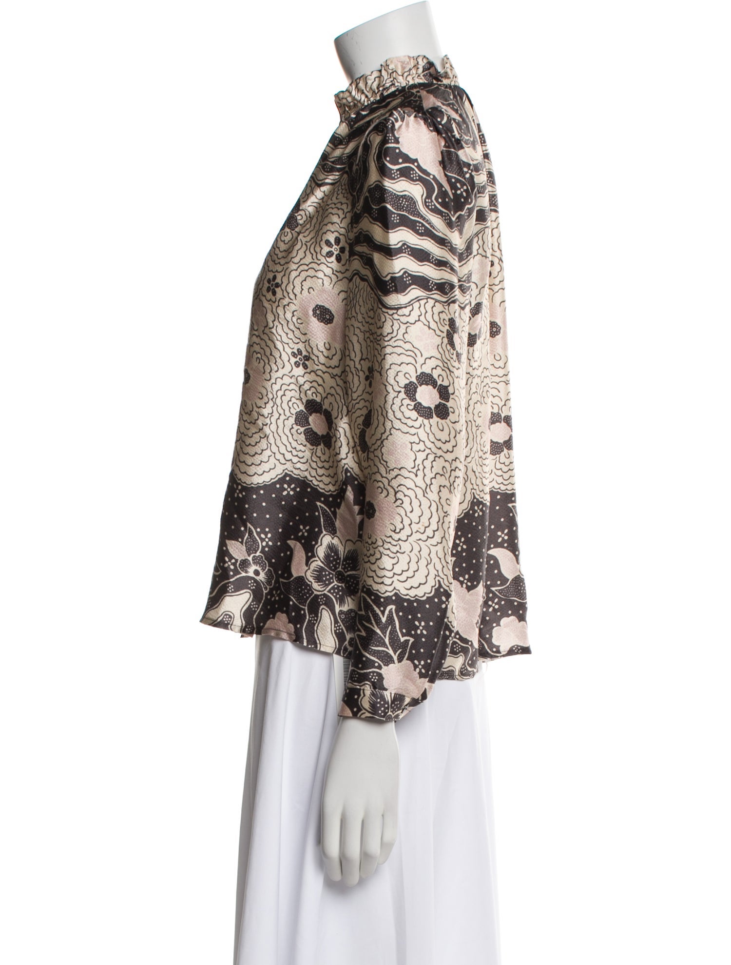 Warm Silk Floral Print Blouse