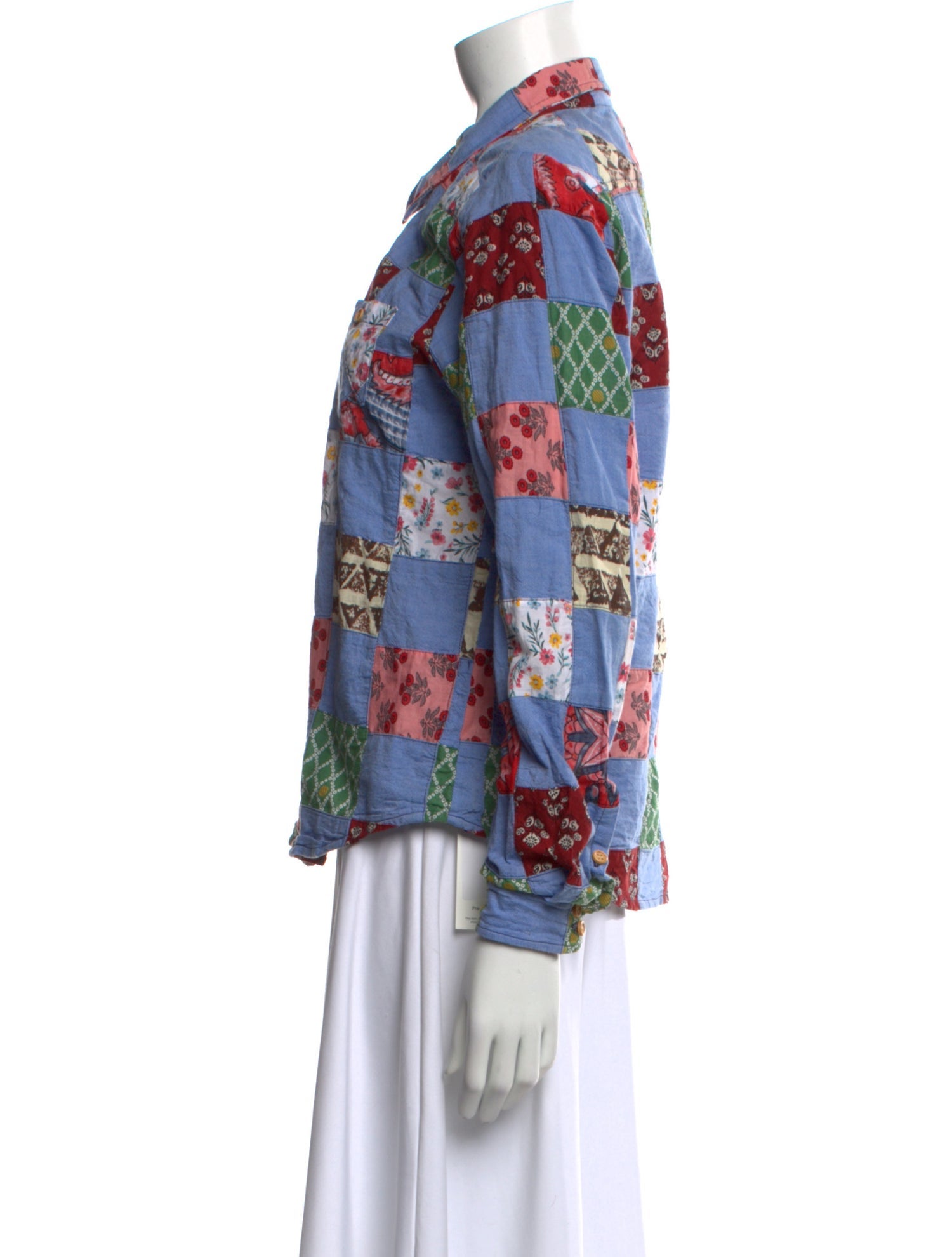 Warm Printed Long Sleeve Button-Up Top