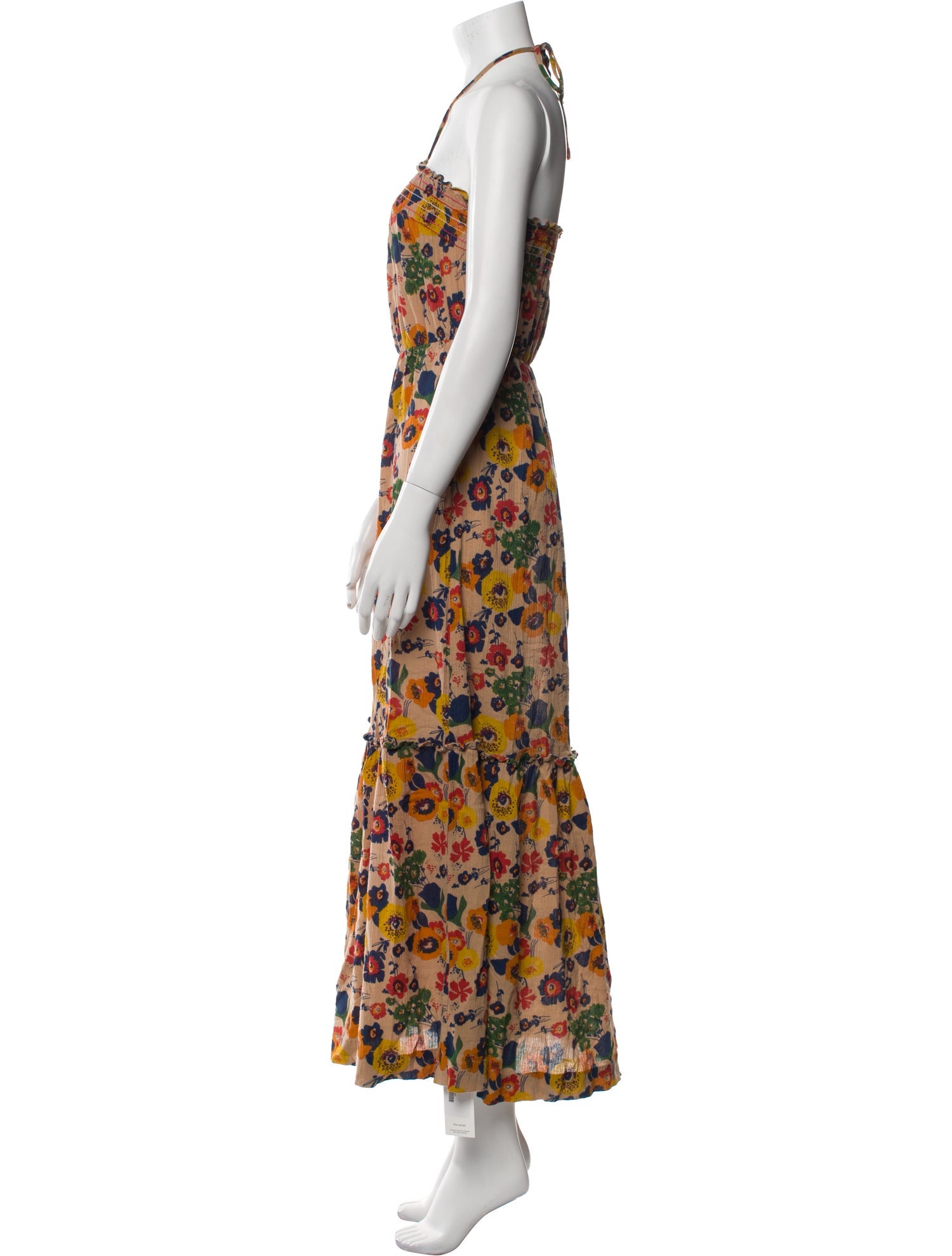 Warm Floral Print Midi Length Dress