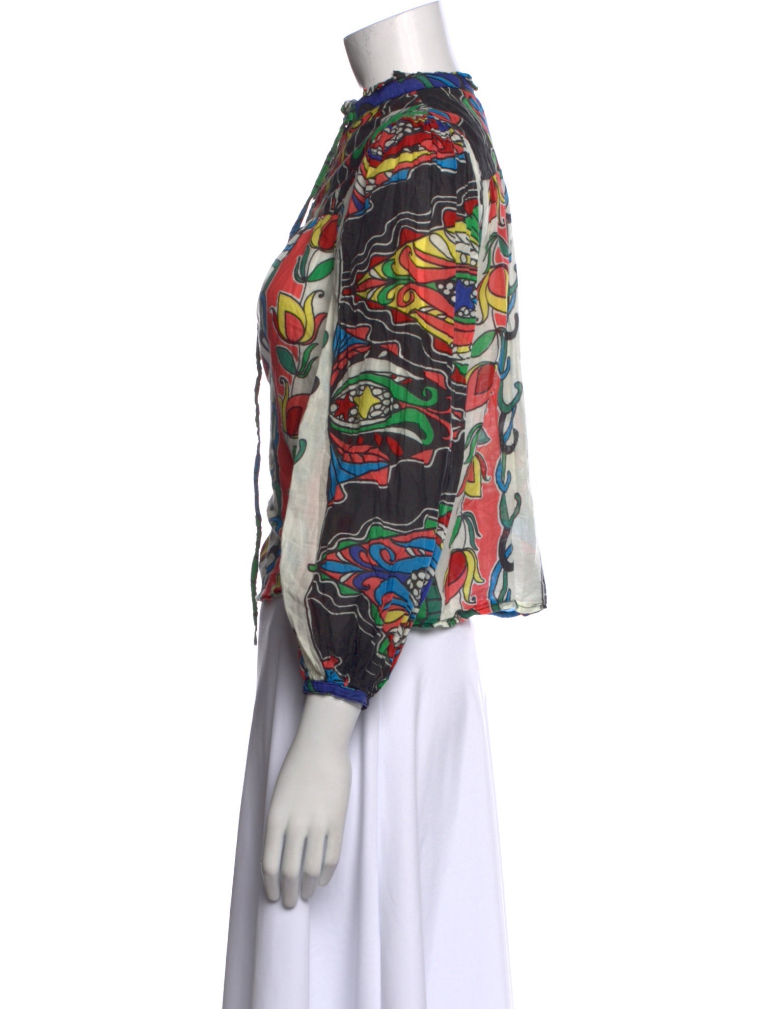 Warm Printed Mock Neck Blouse