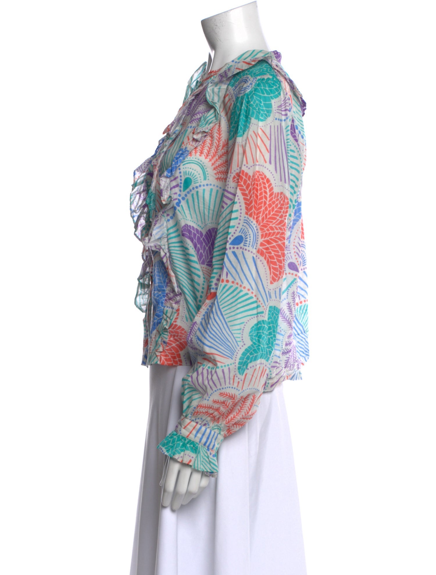 Warm Printed Mock Neck Blouse