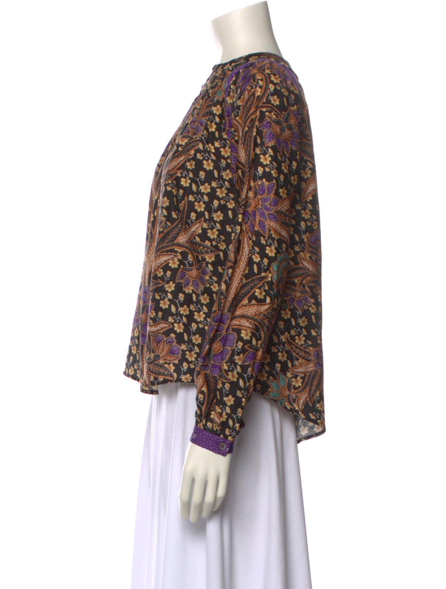 Warm Printed Crew Neck Blouse