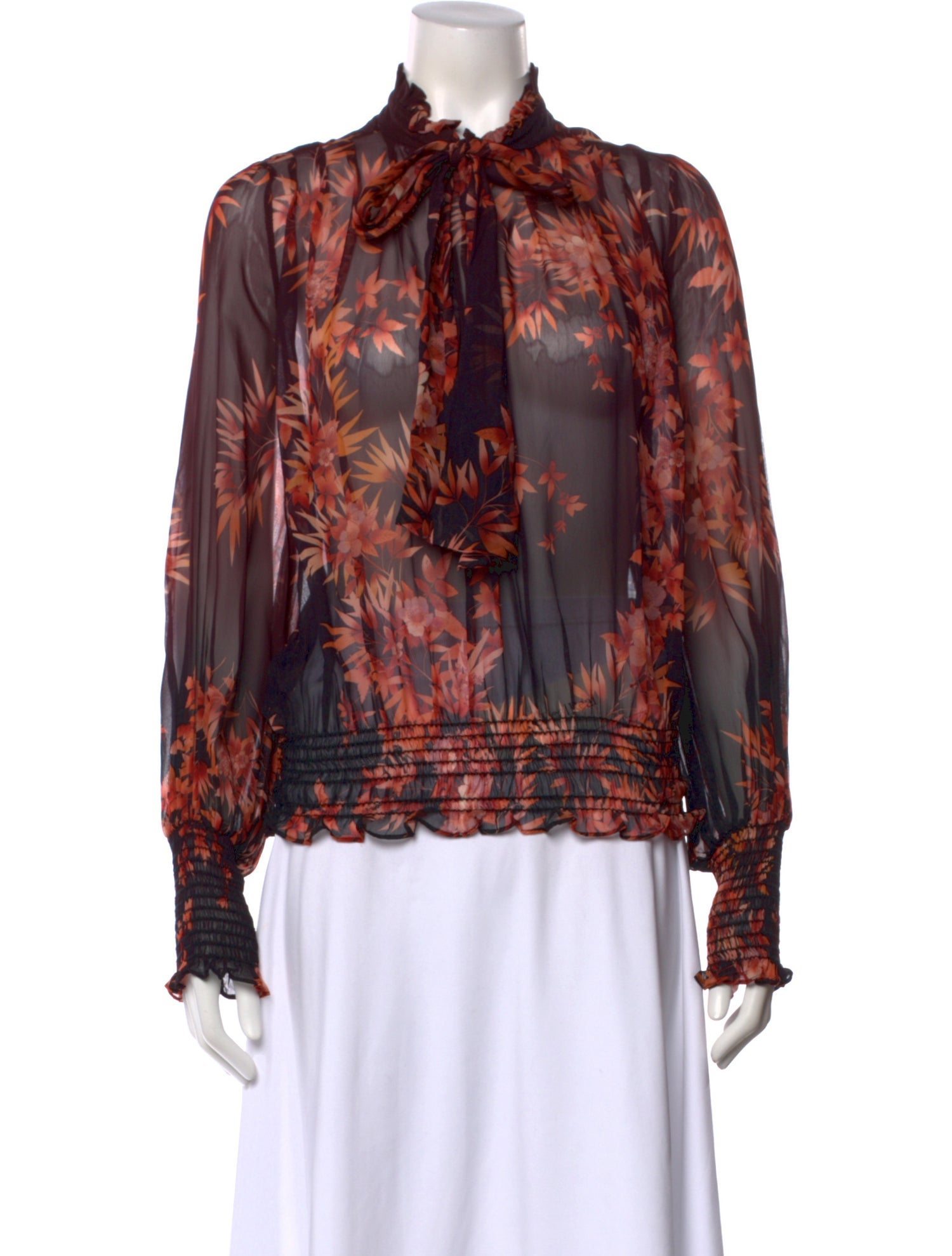 Warm Printed Mock Neck Blouse