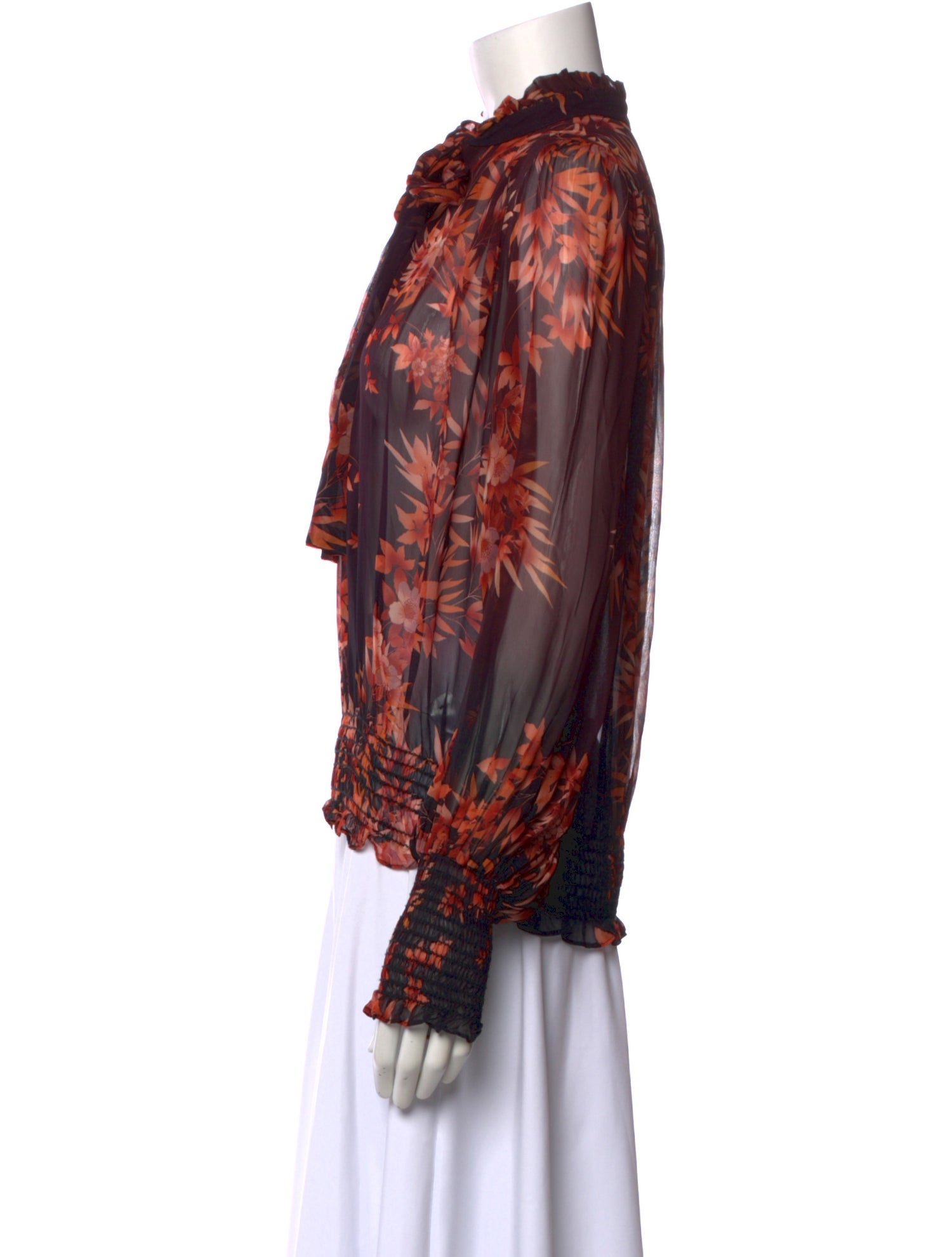 Warm Printed Mock Neck Blouse