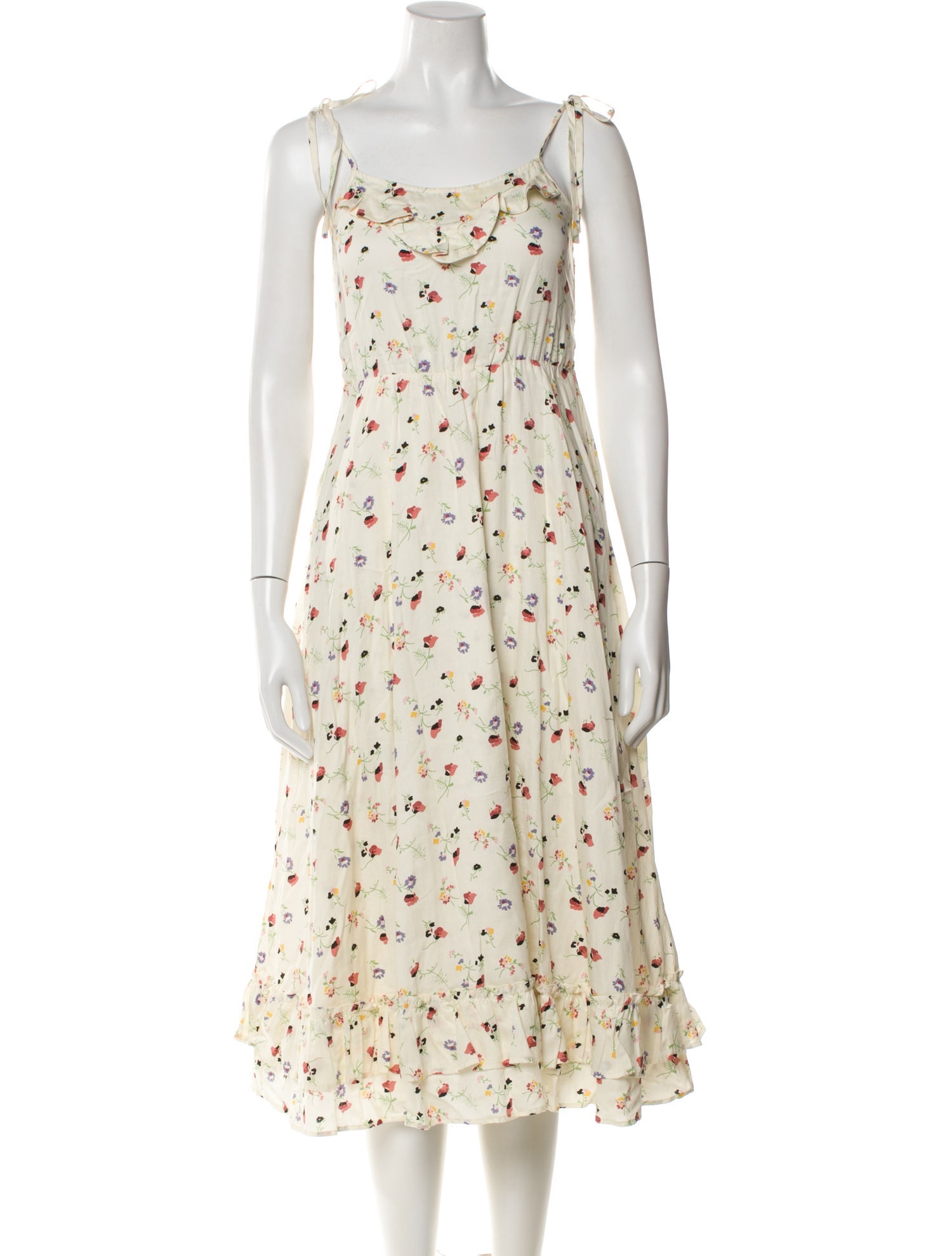 Warm Floral Print Midi Length Dress