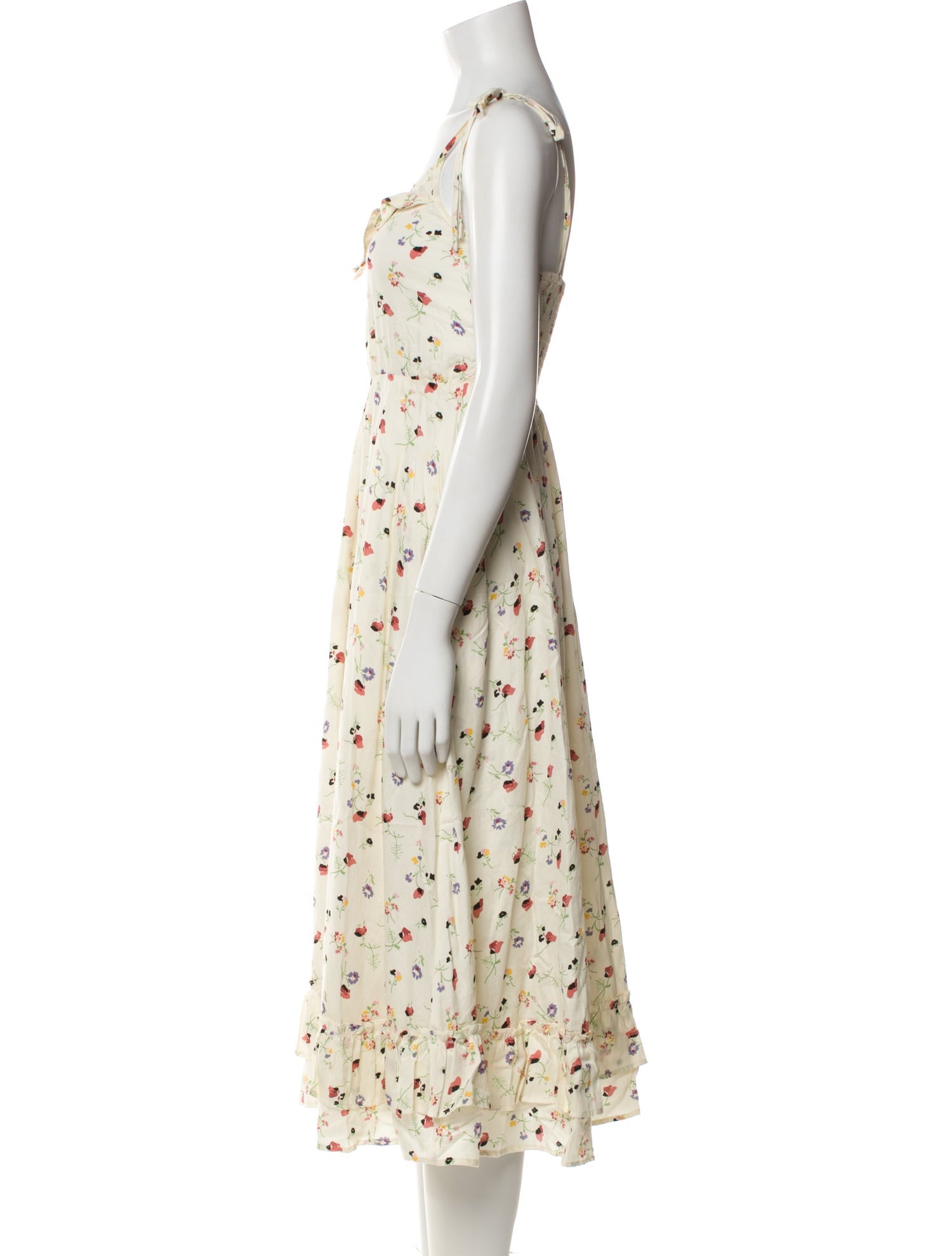 Warm Floral Print Midi Length Dress