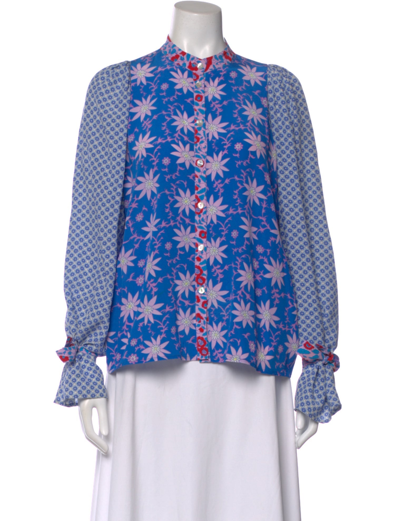 Warm Silk Floral Print Blouse