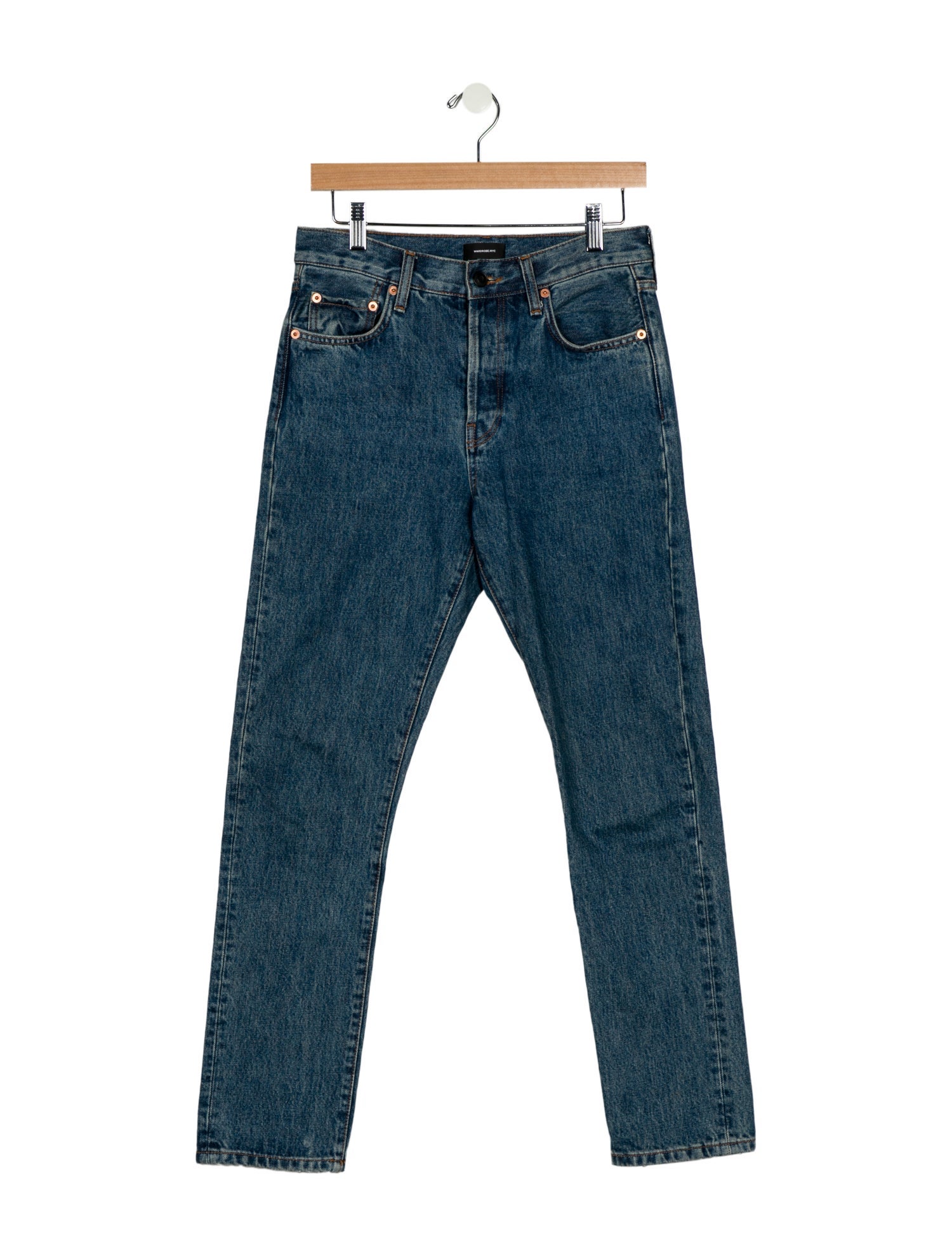 WARDROBE.NYC Mid-Rise Straight Leg Jeans