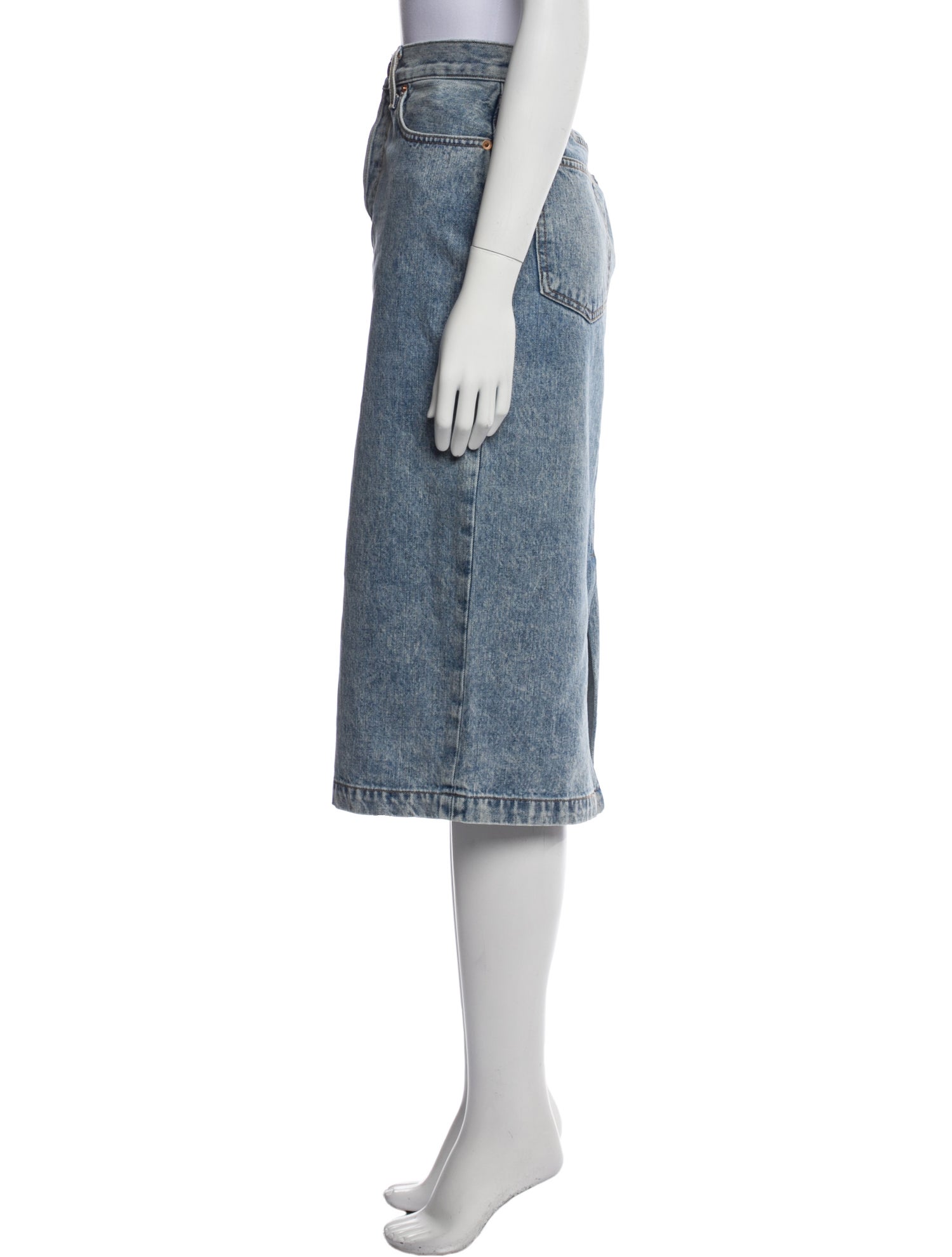 WARDROBE.NYC Distressed Accents Midi Length Skirt