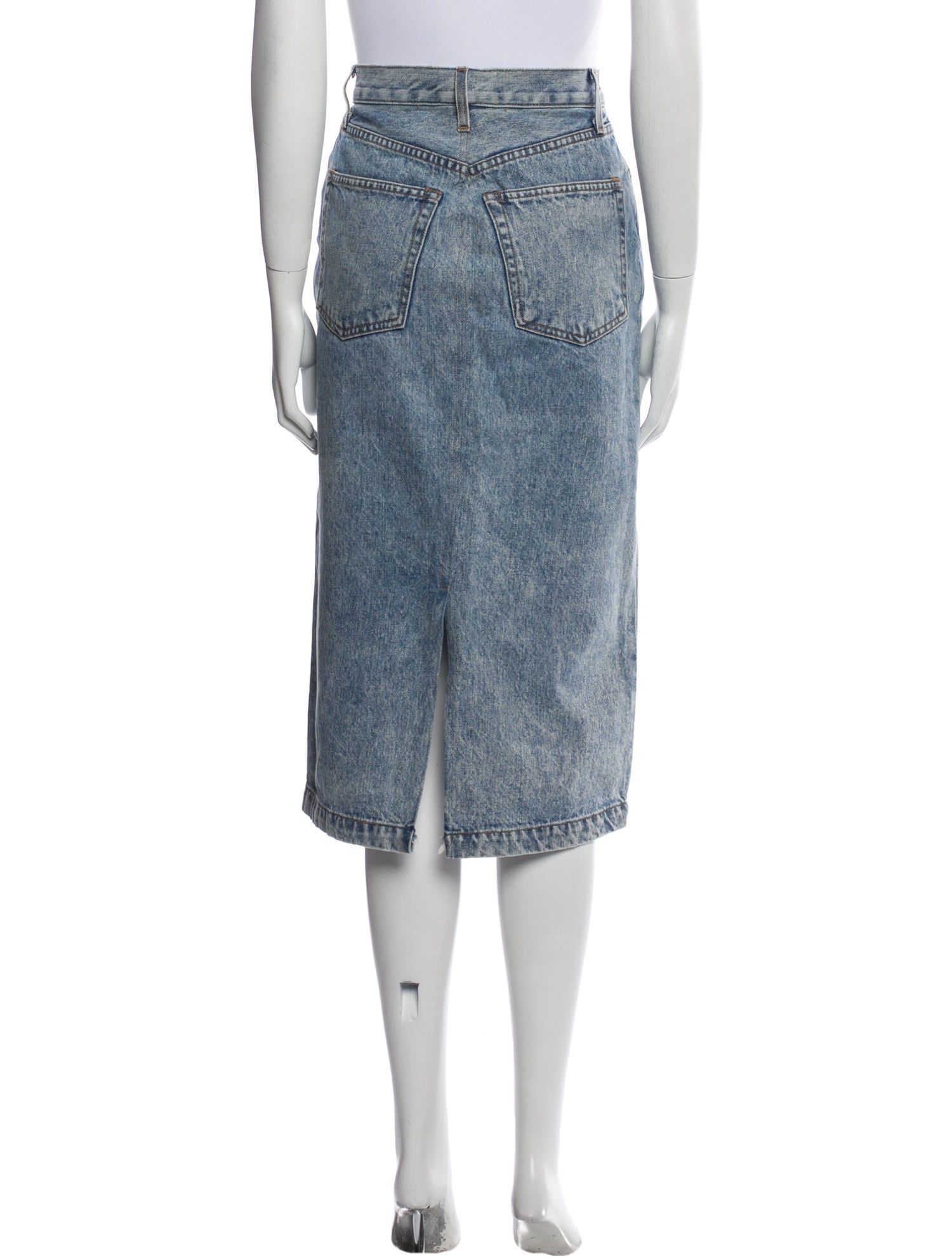 WARDROBE.NYC Distressed Accents Midi Length Skirt