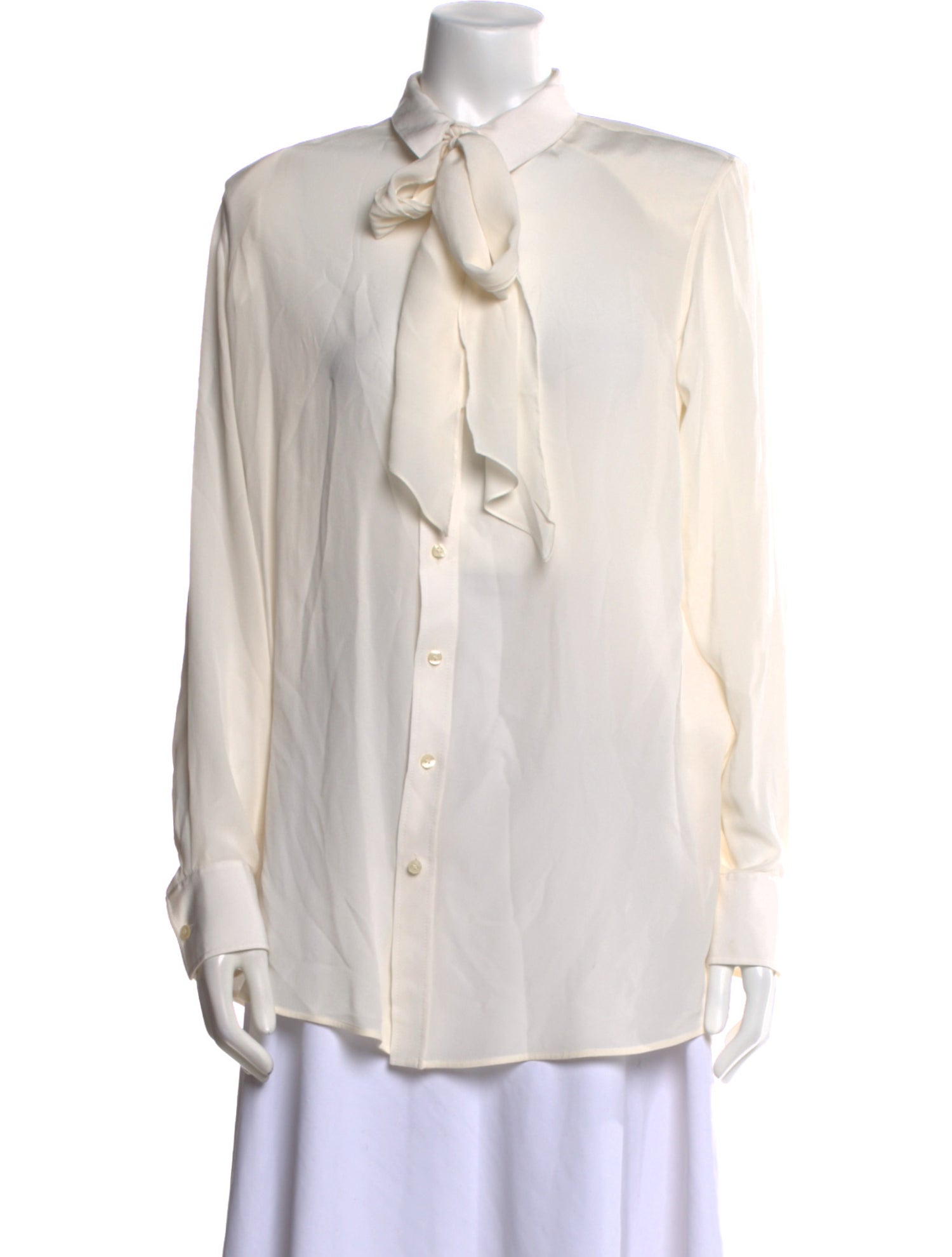 WARDROBE.NYC Silk Long Sleeve Button-Up Top