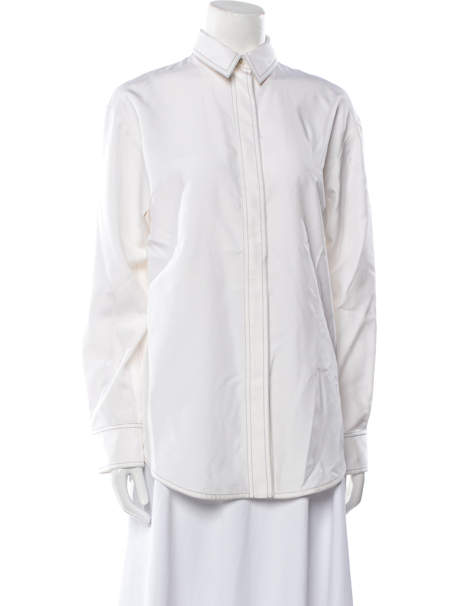 WARDROBE.NYC Silk Long Sleeve Button-Up Top