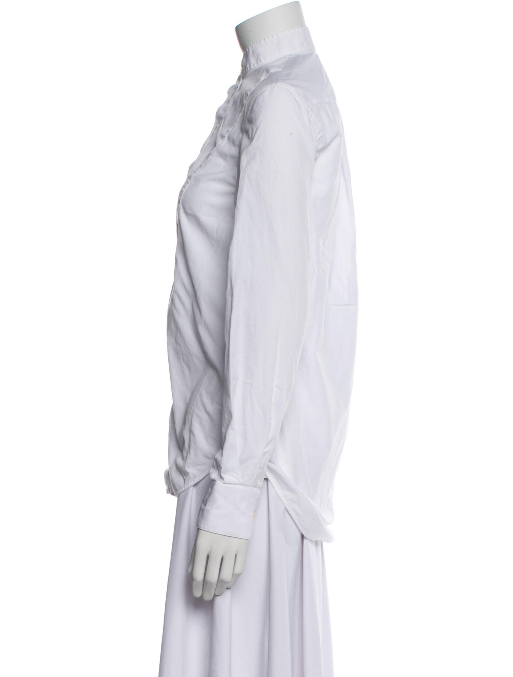 WARDROBE.NYC Mock Neck Long Sleeve Button-Up Top