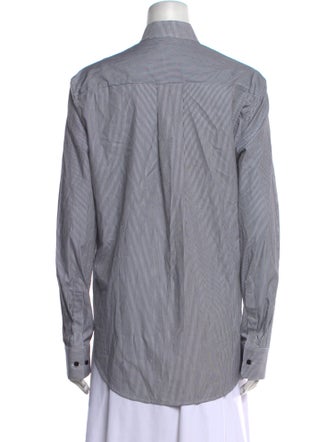 WARDROBE.NYC Striped Mock Neck Button-Up Top