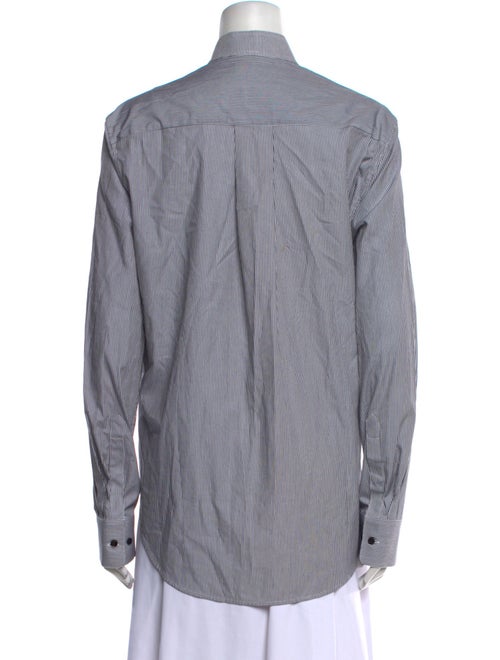 WARDROBE.NYC Striped Mock Neck Button-Up Top