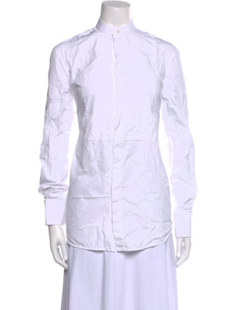 WARDROBE.NYC Mock Neck Long Sleeve Button-Up Top