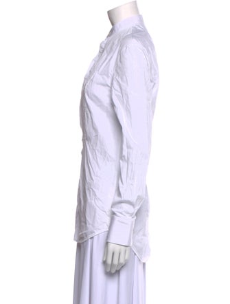 WARDROBE.NYC Mock Neck Long Sleeve Button-Up Top