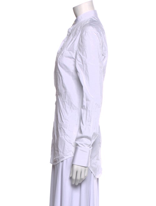 WARDROBE.NYC Mock Neck Long Sleeve Button-Up Top