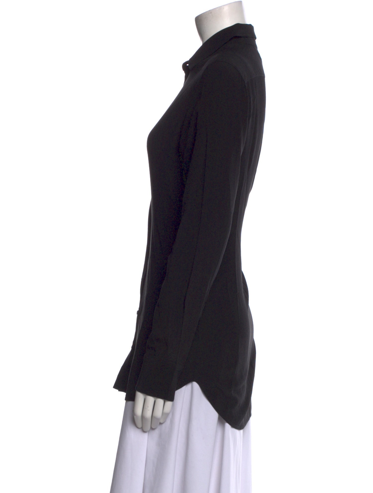 WARDROBE.NYC Silk Long Sleeve Button-Up Top